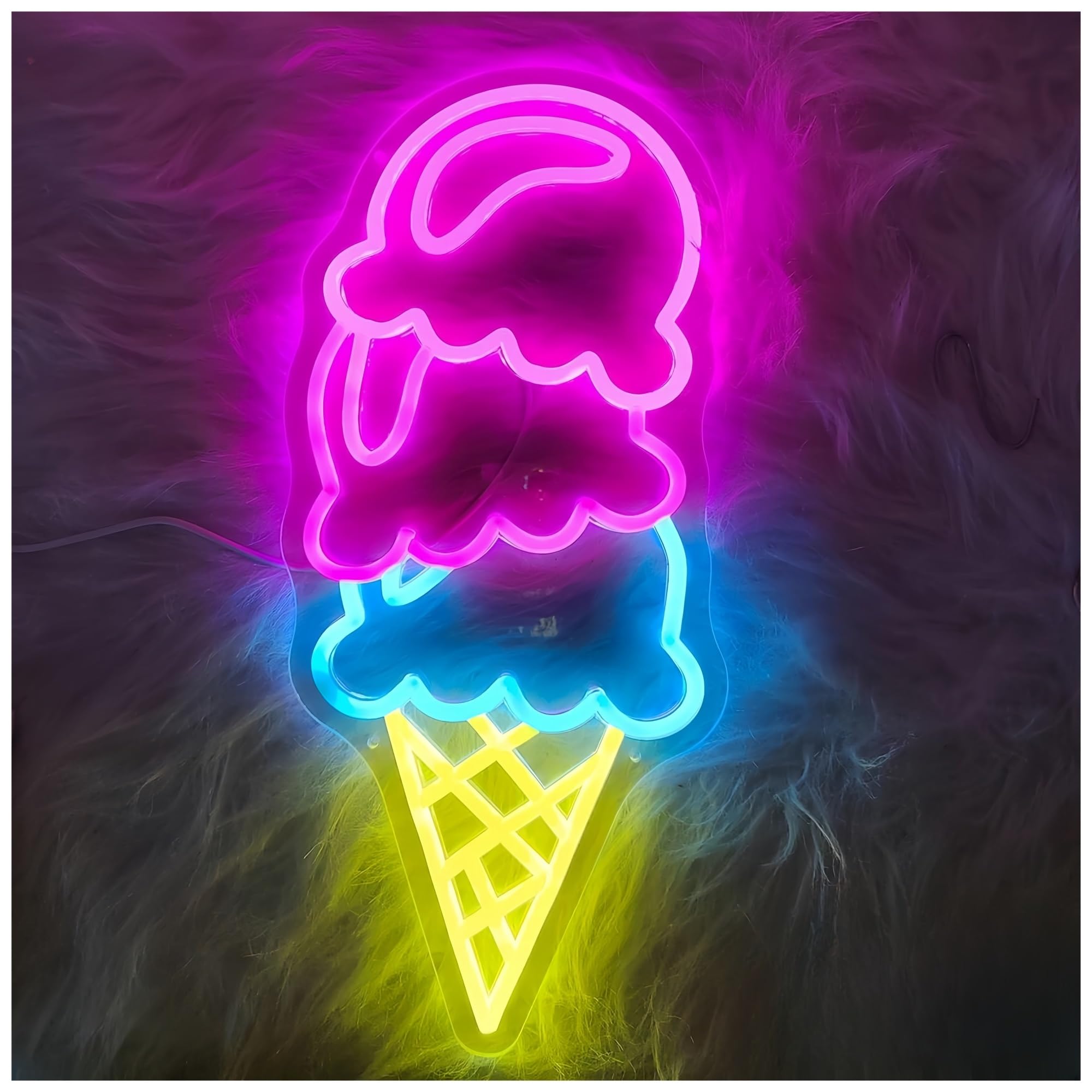SHOUXI Sign Lamp Ice Cream Neon Signs Party Home Room Store Mall Studio Wall Decor 45X20cm