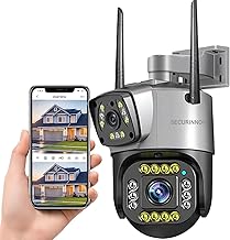securinnov 5+5 MP Dual Lens Dual Screen Wireless PTZ Live Monitoring CCTV Camera Color Mode Motion Detection Alert Two-Way Audio Indoor Outdoor Security Camera (1103)