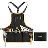 Work Tool Apron for Men and Women, Torso Length with 21 Tool Pockets, Durable Canvas Apron, DIY Enthusiasts, Gifts for Men Dad Father(Black)