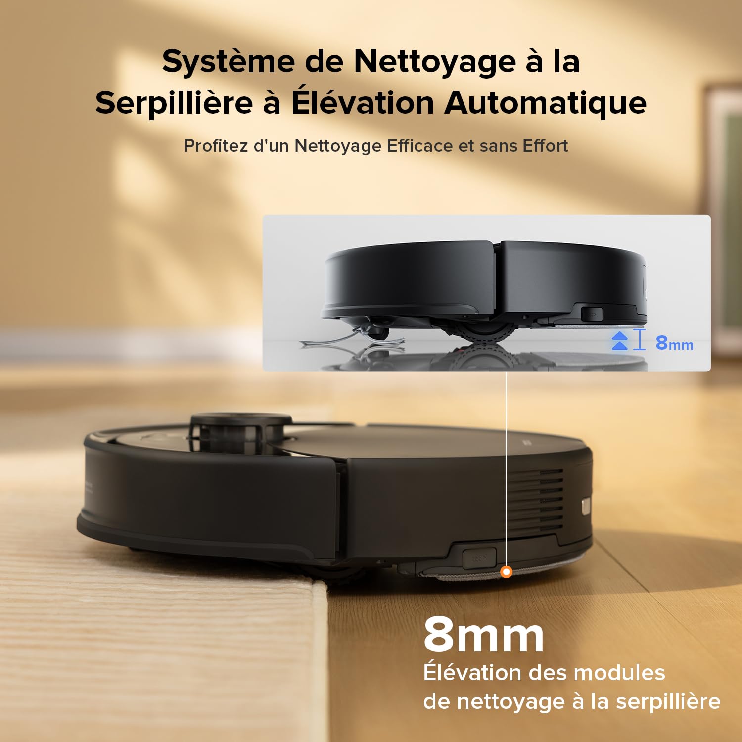 roborock Q10 S5 Robot Aspirateur Laveur, 10000 Pa Aspiration, Double Anti-emmêlement, Système VibraRise 2.0, Levage des Serpillères de 8 mm, Navigation PreciSense LiDAR, Évitement d'obstacles, APP