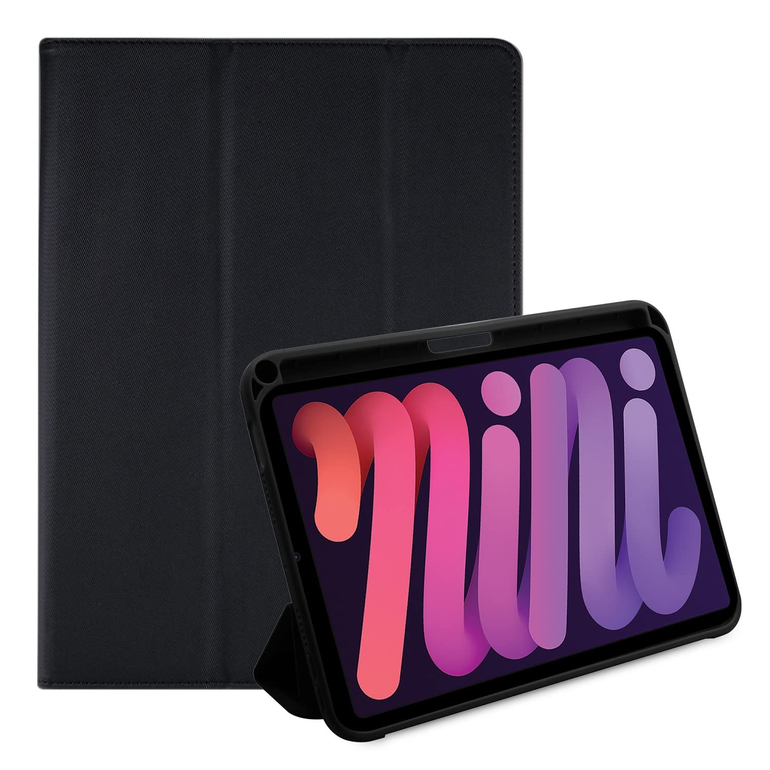 Neopack Delta Case/Flip Cover with Apple Pencil Holder for iPad Mini 6 (Black)