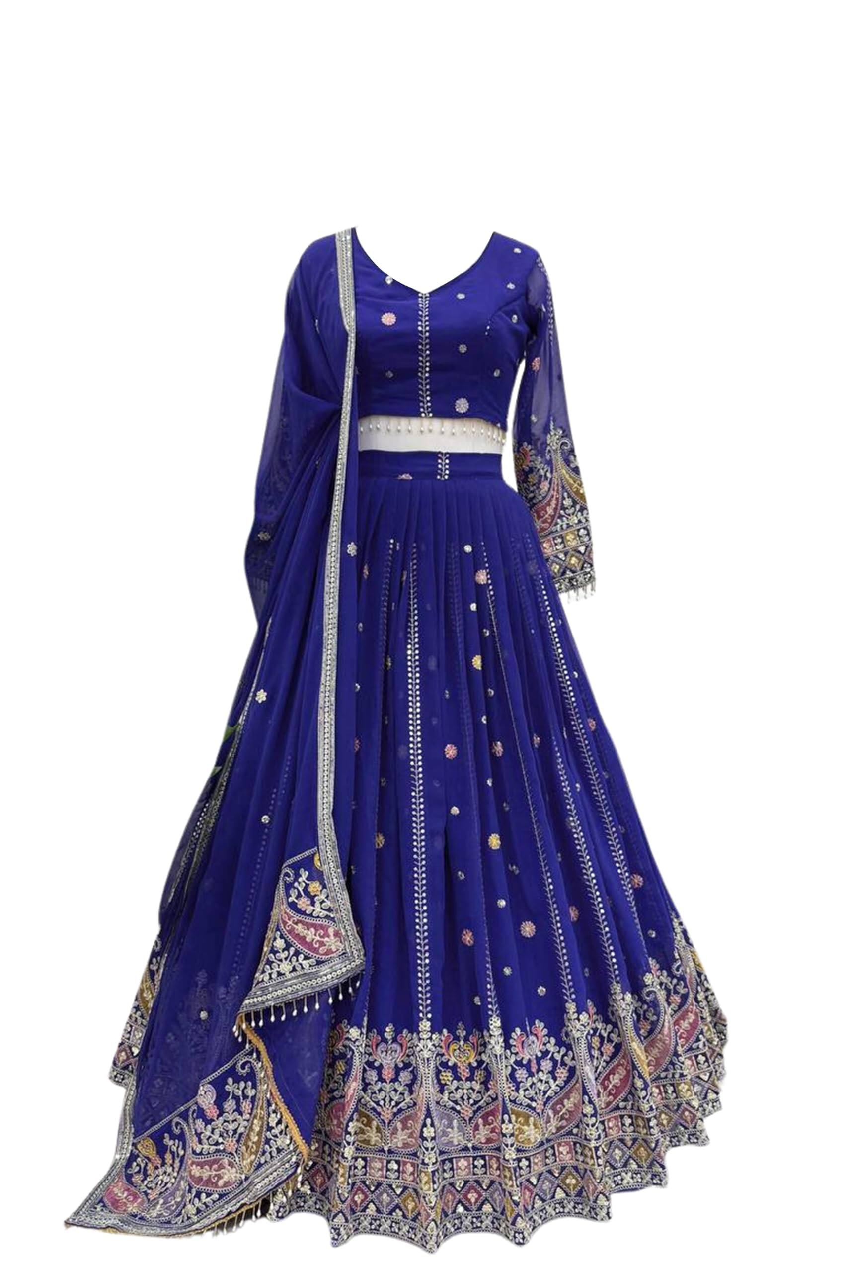 WOMEN'S Unstitched Wedding Lehenga Choli Set – Classic Indian Heavy Embroidered Lehenga with Dupatta, Customizable Fit(Mehndi wear lehengaSF108638 Green)-image-35