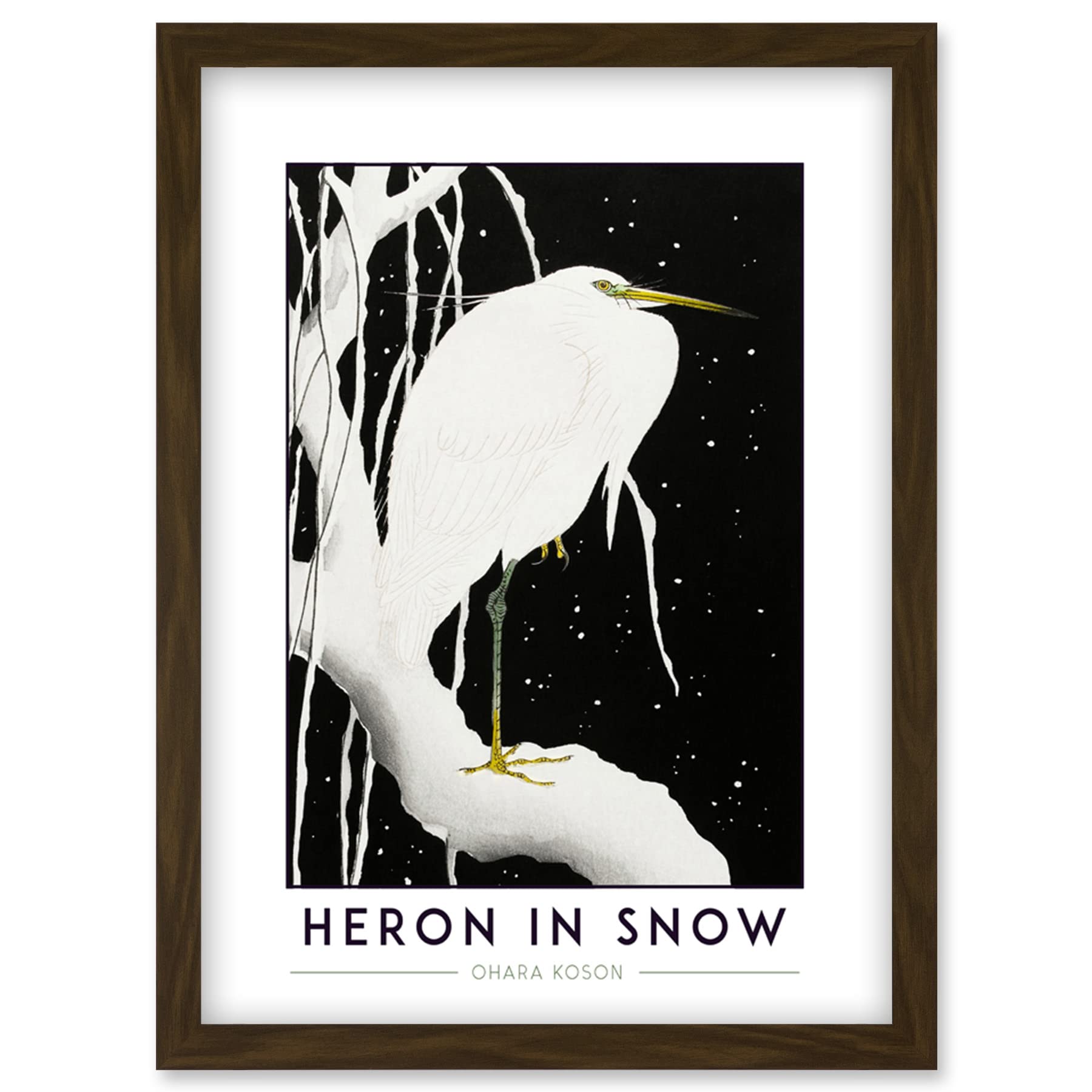 Ohara Koson Heron In Snow Framed Wall Art Print - A4 - Artery8