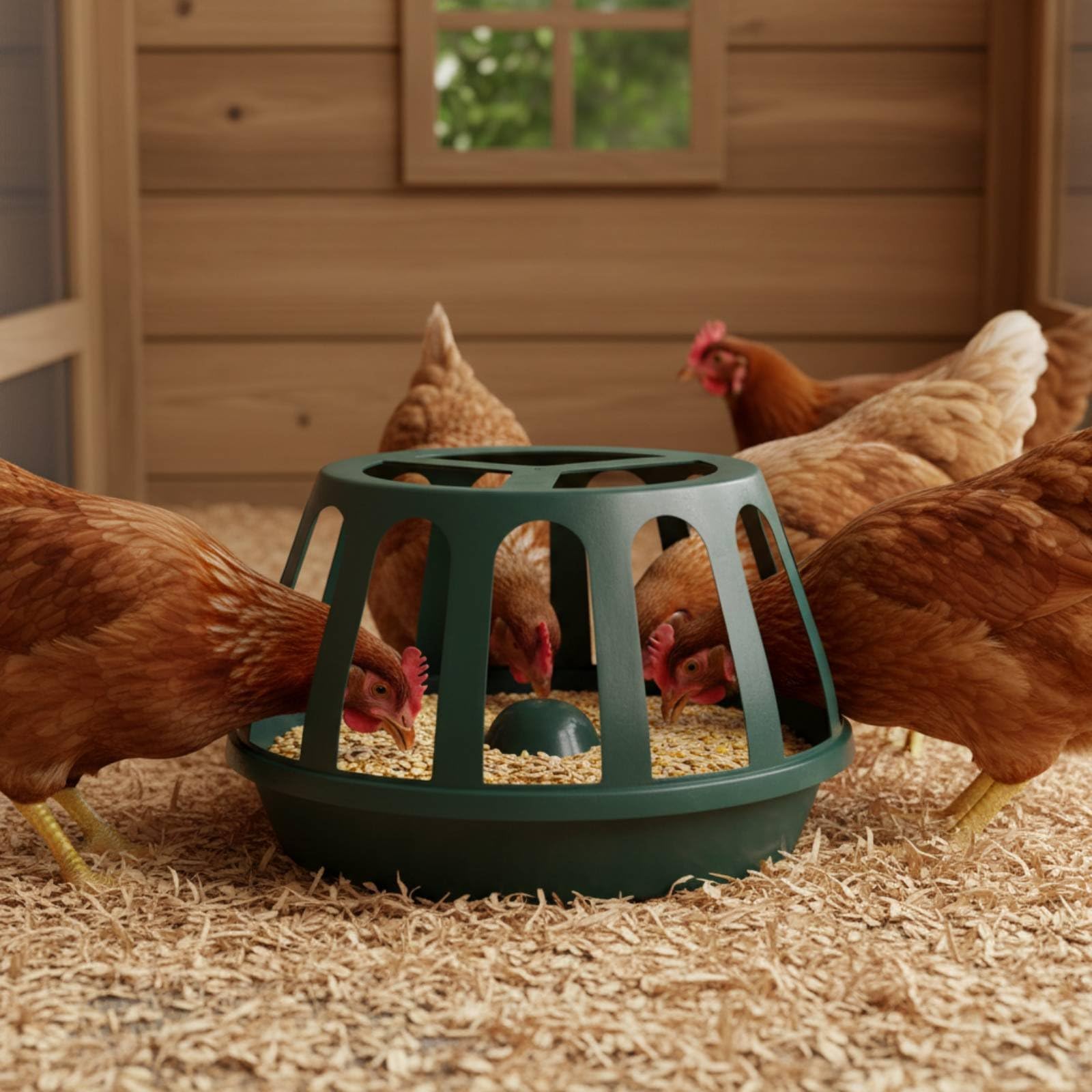 KESOTO para Aves Corral con Individuales Antisperdicio Plastico Resistente para Gallinas y Gansos Acuado para Uso en Granja y Corral Domestico, 40 Cm