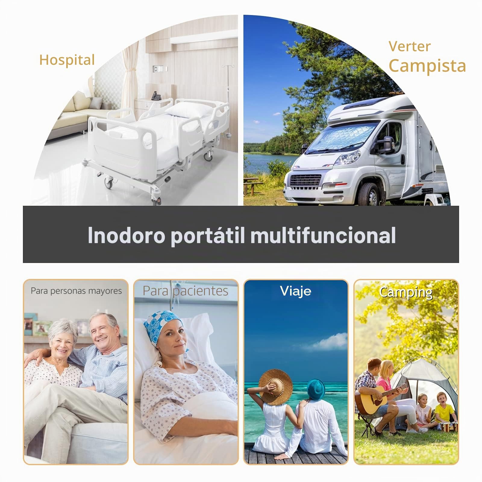 GOPLUS - Inodoro de 20 l, secador portátil, WC químico móvil para RV, coches de viaje de HDPE, carga 150 kg, 41 x 35 x 41 cm (gris)