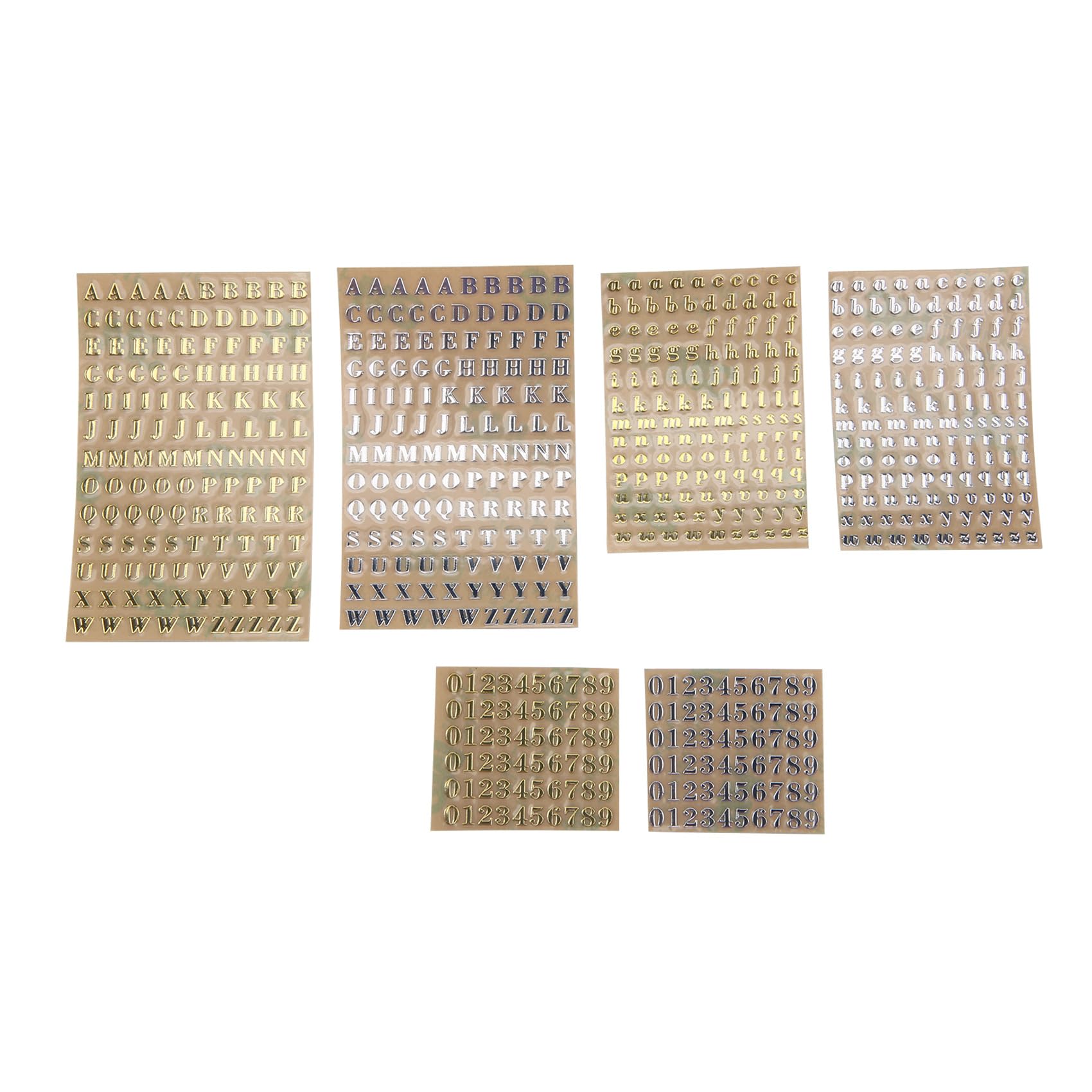Jrifedptry Gold/Silver 6 Sheets Small 0.12 Inch Alphabet Number Stickers Glitter Alloy Self Adhesive Letters Stickers (3Mm)