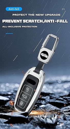 Miniatura 8 de ontto Carcasa ligera y duradera para llave de automóvil, funda de metal para llave de automóvil, protector de llave de resina compatible con Audi A3