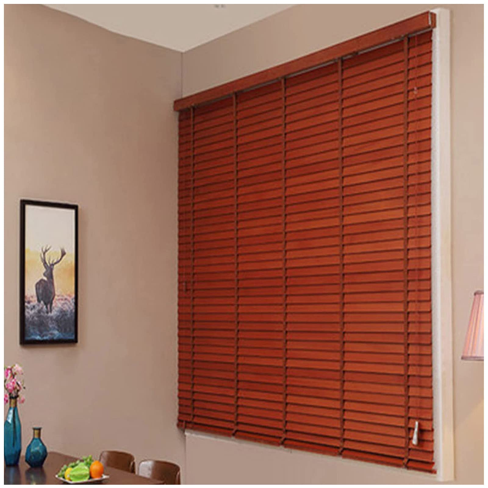 Tende Veneziane Oscuranti Per Finestre, Persiane Orizzontali, Persiane Veneziane in Legno Massiccio Naturale, Tapparelle in Legno 60/70/80/90/100/110cm, Per Interni/esterni,WxH-140x180cm/55*71in
