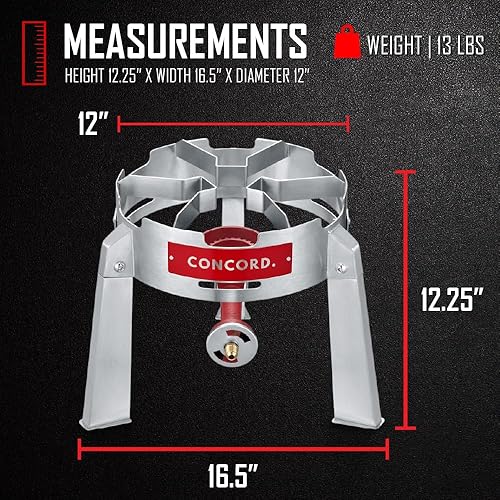 Miniatura 2 de CONCORD Titan Burner. Quemador de propano único de acero inoxidable. Ideal para acampar, enlatar, cocinar al aire libre, elaboración de cerveza