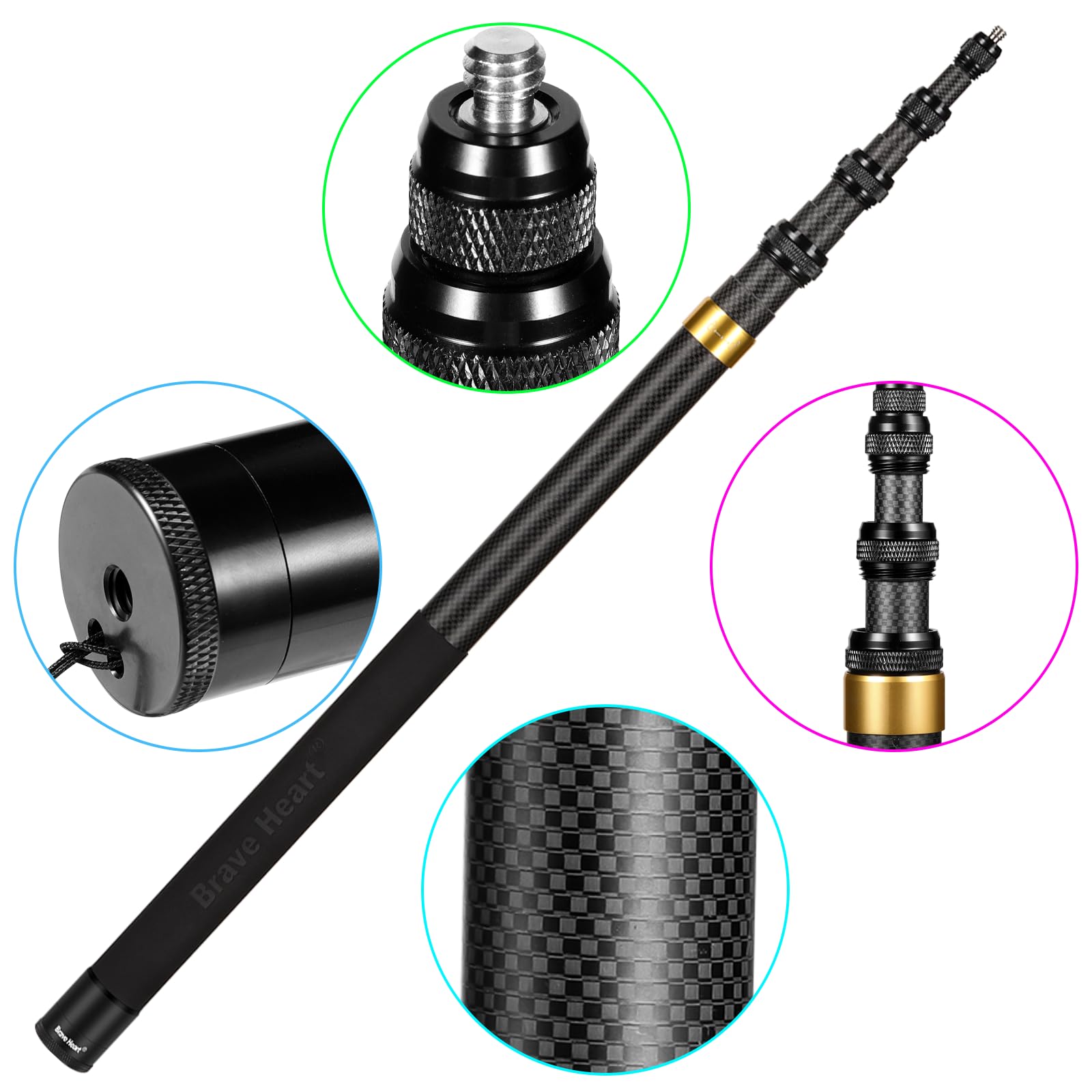 AMagisn 3M Ultra-Long Carbon Fiber Invisible Selfie Stick For Insta360 - View #4