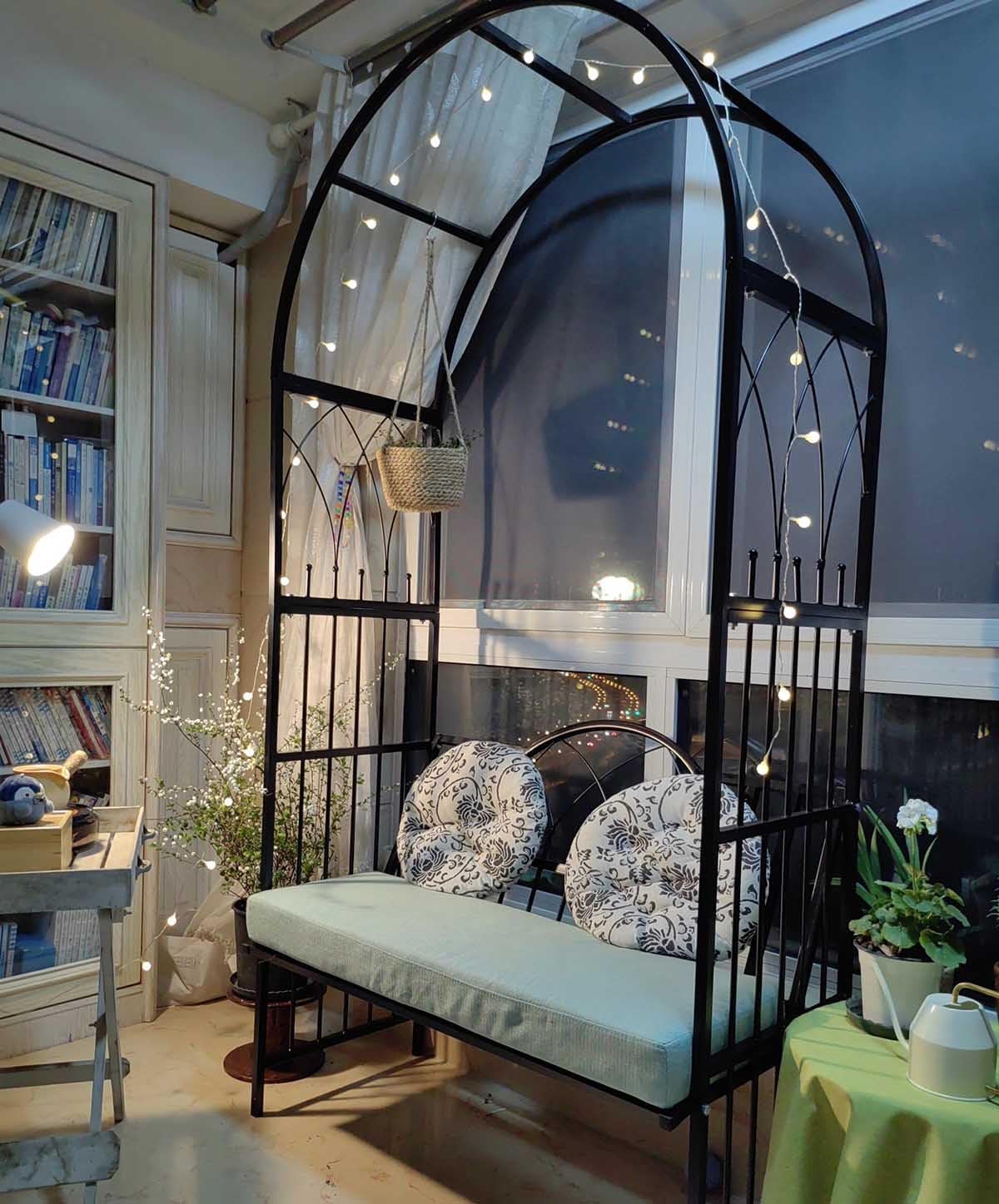 Arco Piante Rampicanti Arco Ferro Garden Decoration Arco per Rose Arbor Flower Stand con panchina 114x52x210cm per Feste di Matrimonio