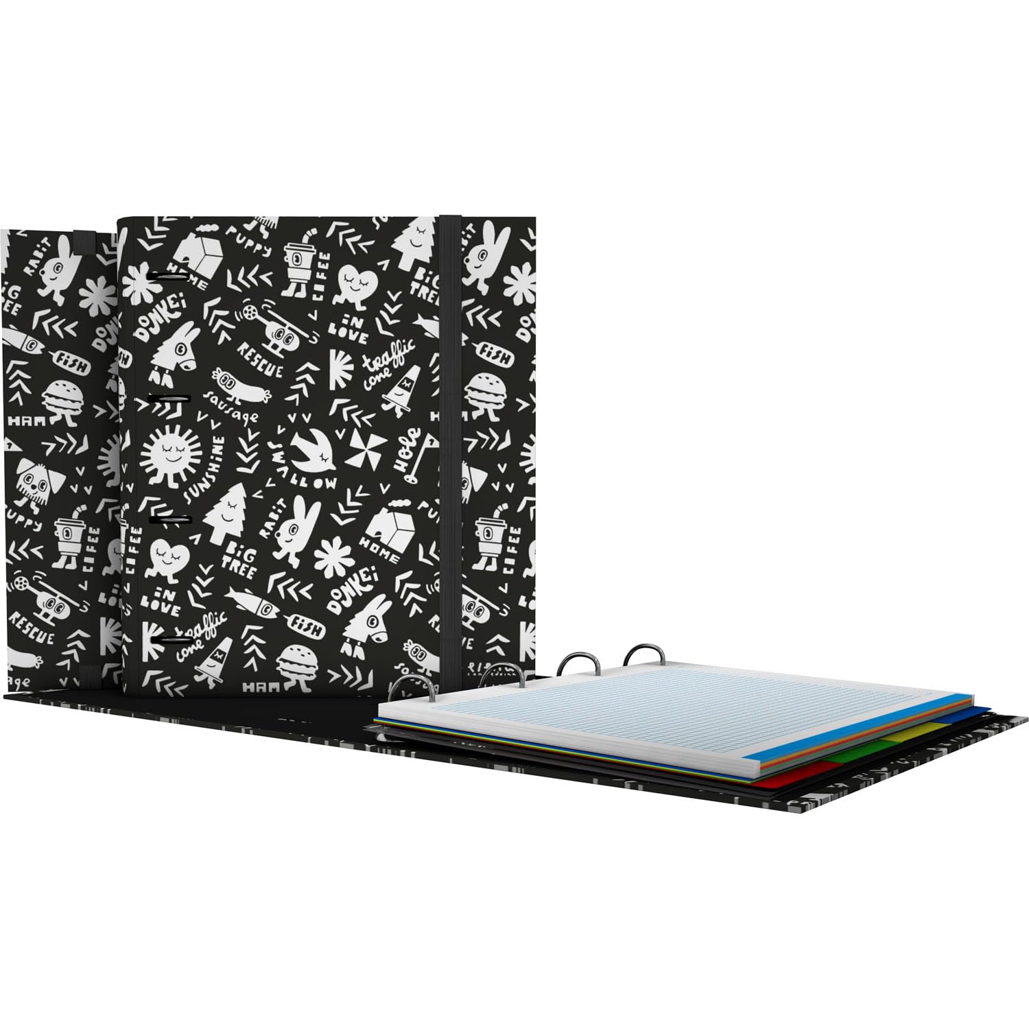Grafoplás | 4 Ring Binder with Refill a4 | Elena Corredoira Elements | Includes 100 5x5 Squared Sheets | Dividers and Envelope | Ergonomic Curved Spine | Carpebook | Perfect School Supplies