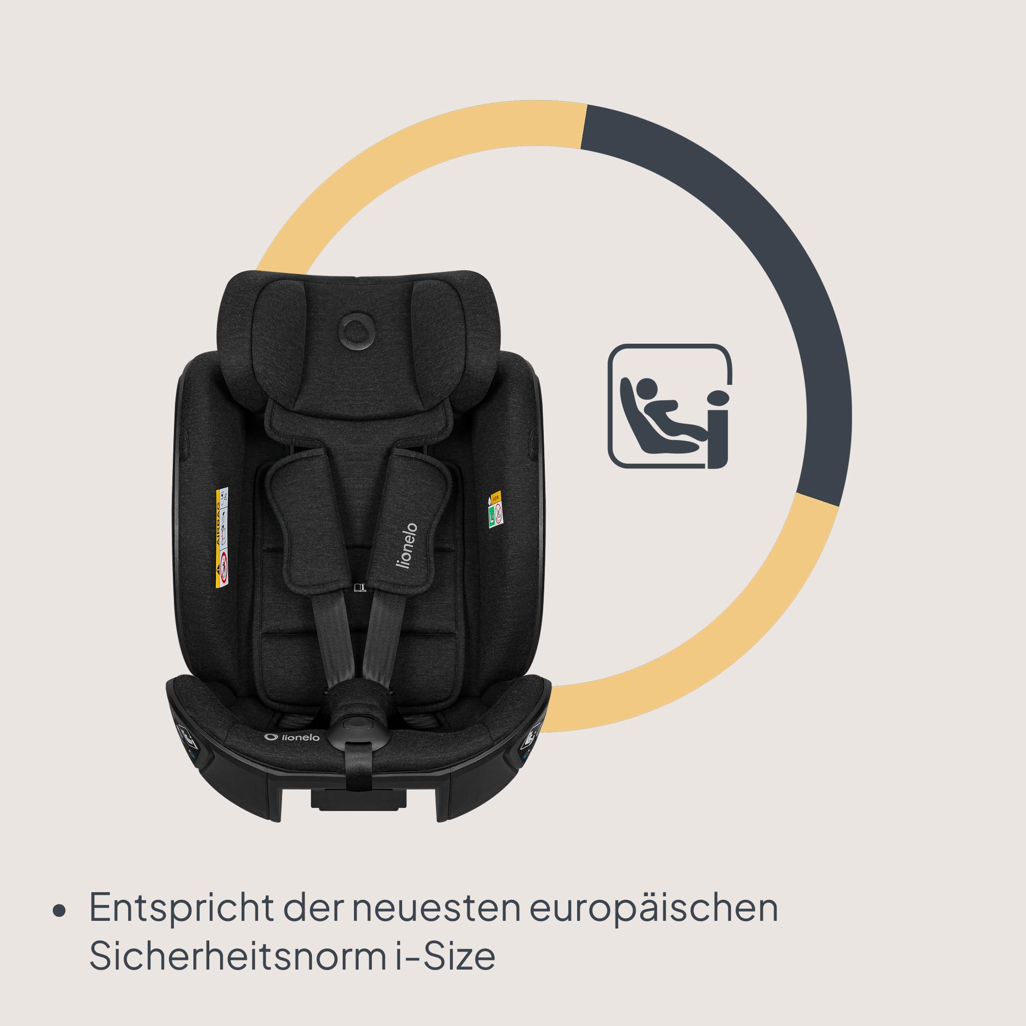Lionelo Moxie Next i-Size Kindersitz 40–105 cm (0–4 Jahre) ISOFIX, RWF/FWF | Für Babys & Kinder, 360° Drehbar Mit Basis Kompatibel, SIP Seitenaufprallschutz, Verstellbar, Modulares System, ECE R129