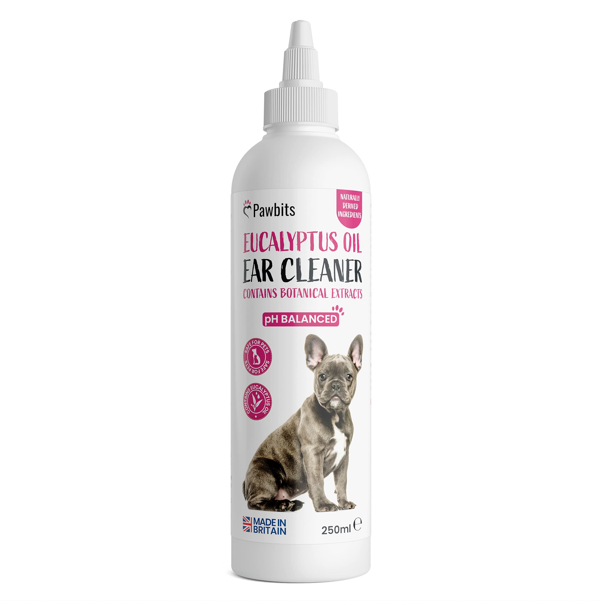 Ear Cleaner for Dogs & Cats A Moisturising Ear Cleaning Solution with Eucalyptus Oil to Remove Dirt & Wax – Non Toxic & Soothing Drops to Stop Itching & Discomfort, Head Shaking (250ml)