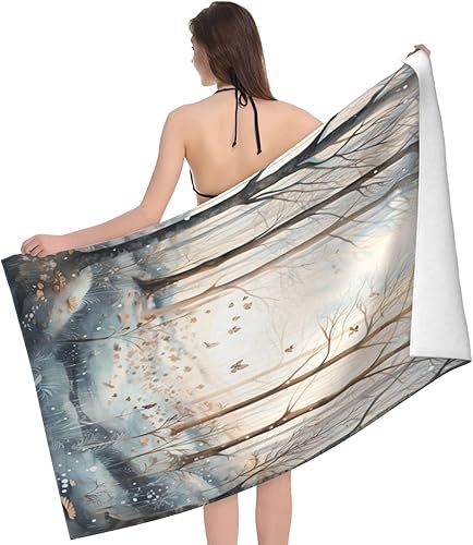 Miniatura 57 de DADABULIU Bath Towel Christmas Red Snowflake Xmas Beach Towels Soft Absorbent Washcloths Quick Dry Luxury Hotel Quality Towelling for Adults Kids