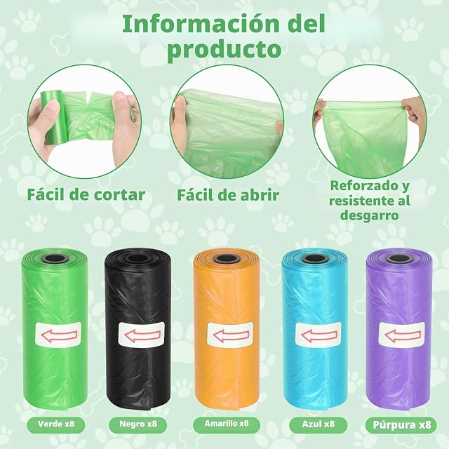 Foto 2 de 7 de CIOXSOIO 800 Unidades Bolsas Caca Perro, 30x22cm Bolsa Caca Perros