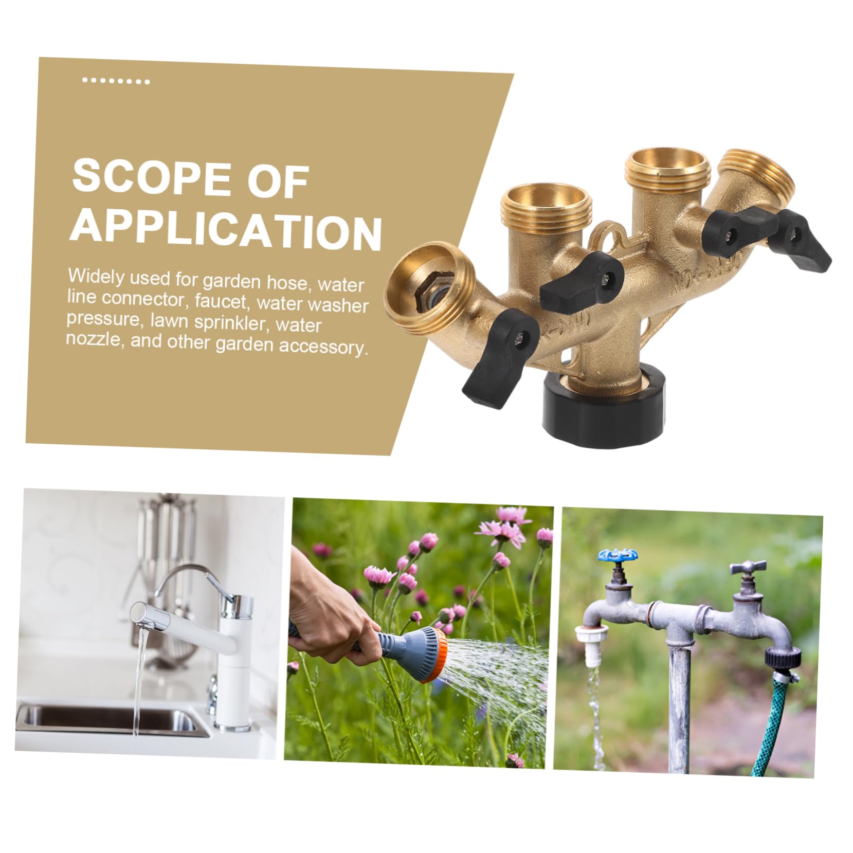 jojofuny 4sätze Garden Hose Splitter Aus Messing Wege Wasserverteiler Für Gartenbewässerung Autos Waschen Und Landschafts-Irrigation Robust Und Leicht Installieren