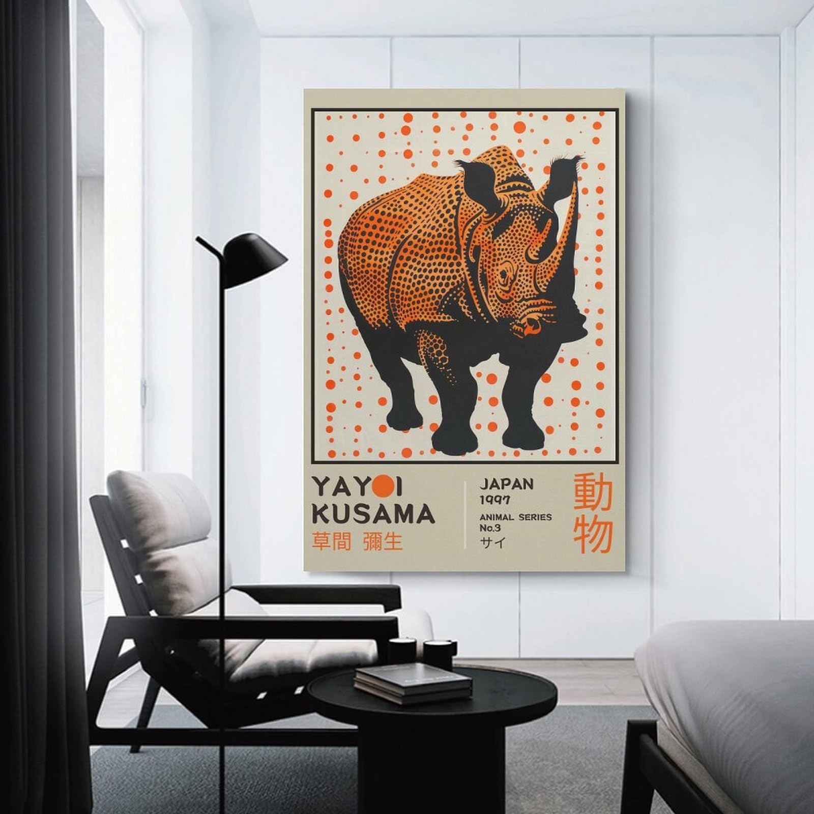 Junmoney Unframe-Style-21 Yayoi Kusama Rhino No.3 Exhibition Poster Hanging Wall Art, 16X24inch(40X60cm), For Entrance Walls, Hall Decor Or Foyers, Wall Decor To Refresh Empty Corners