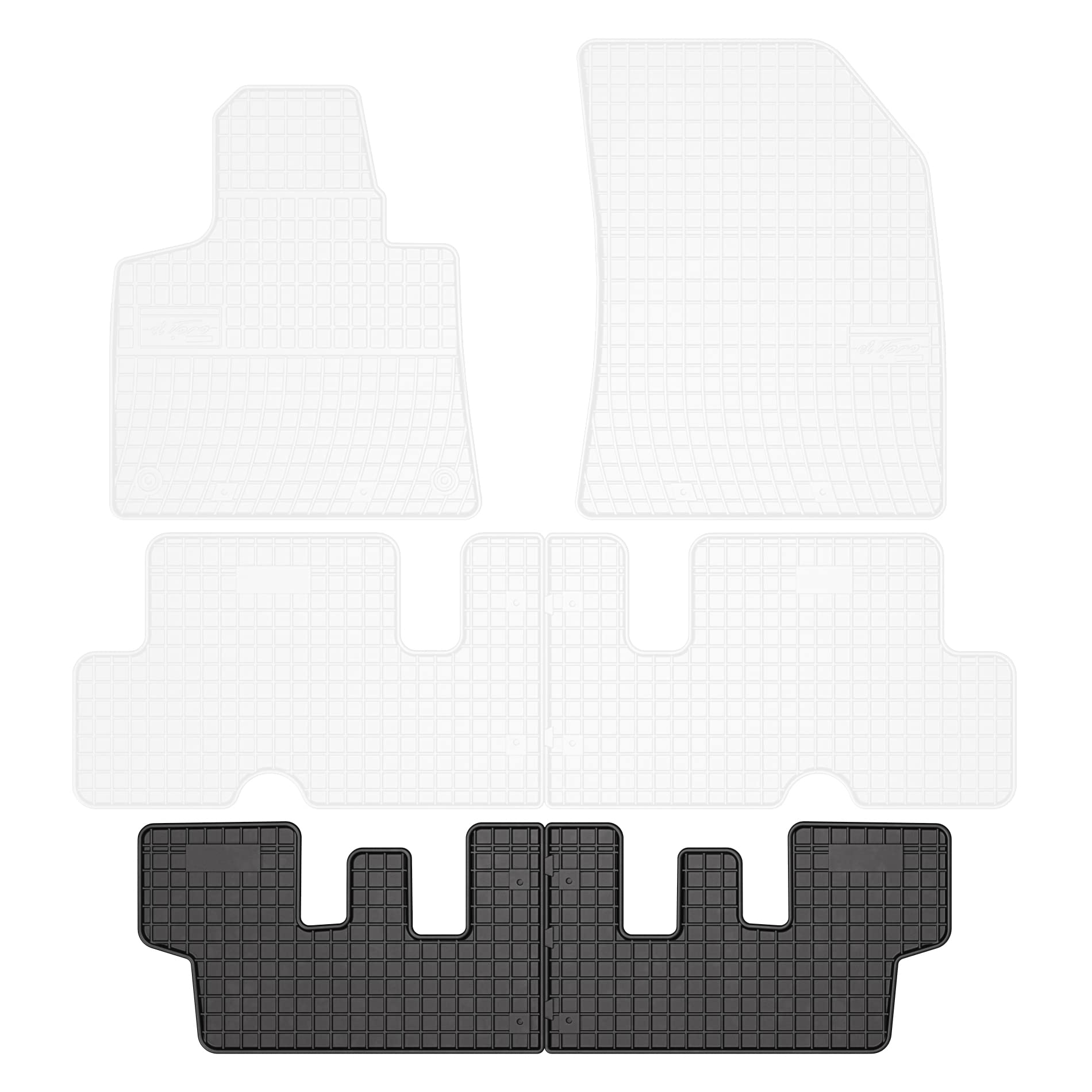 Tapis De Voiture El Toro Pour Citroën C4 Picasso II (2013-2019) 3e Rangée - Caoutchouc FROGUM, Bords Hauts