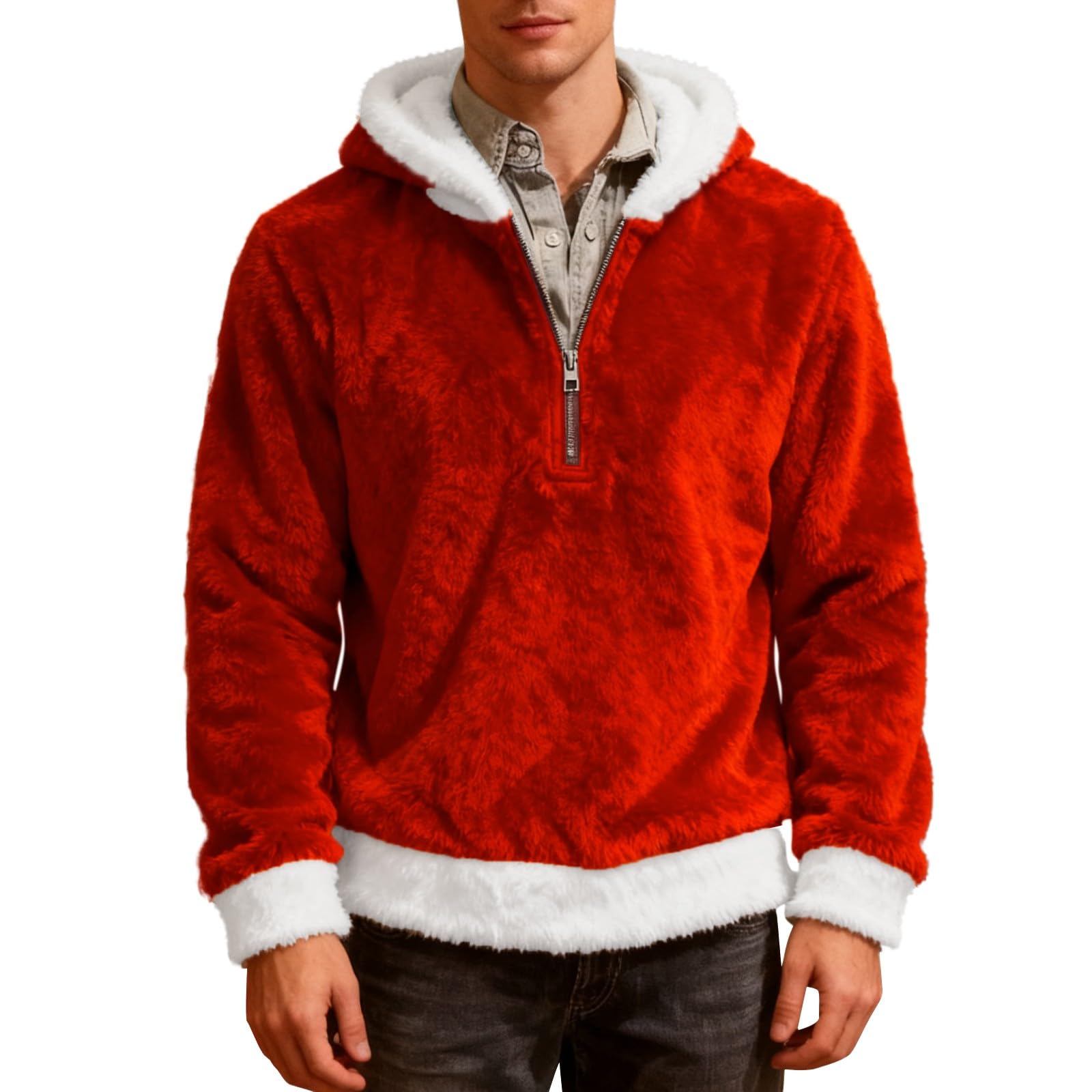 Sudadera Laboral Unisex con Capucha, De Forro Doble Faz, Cremallera, Cómoda, Informal Y Estilo. Chaqueta Verano Hombre (Red, M) Protección Solar Camisa Manga Larga Kit Pesca Ropa Anti
