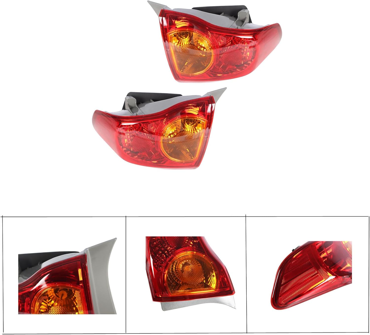 waltyotur Clear Len Tail Lights Brake Lamp Left Driver Right Passenger Tail Light Red Brake Lamp Replacement for 2009-2010 Toyota Corolla 8155002460