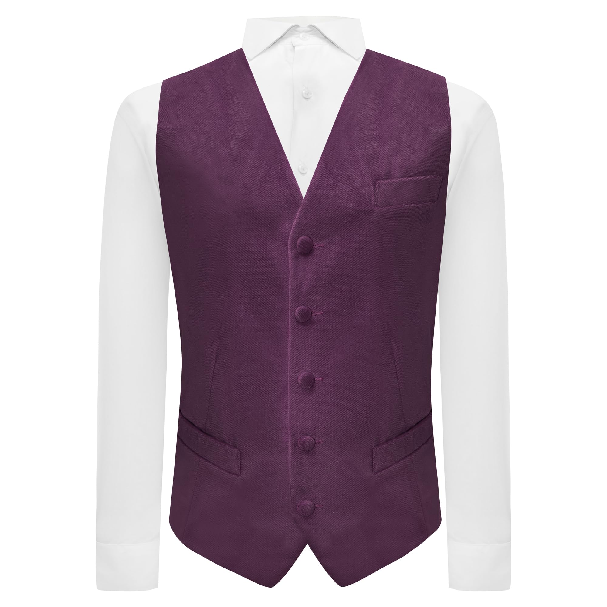 King & Priory Men's Purple Deep Textured Velvet Waistcoat - Xl