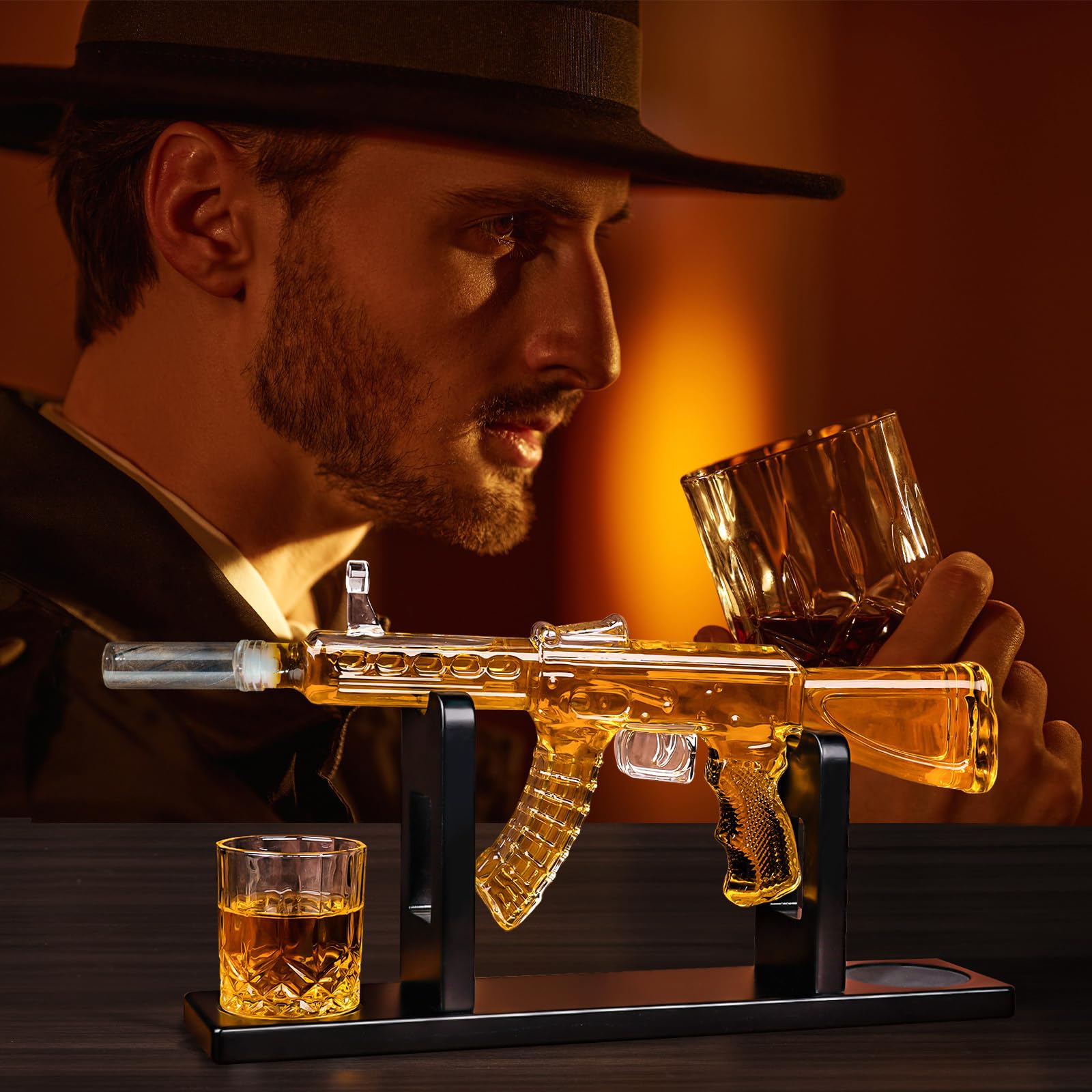 The Wine Things Gifts For Men Dad, 20.29 Oz Whiskey Decanter Set With 8.45 Oz Glasses, Unique Dad Birthday Gift Ideas From Daughter Son, Cool Liquor Dispenser For Home Bar - View #4