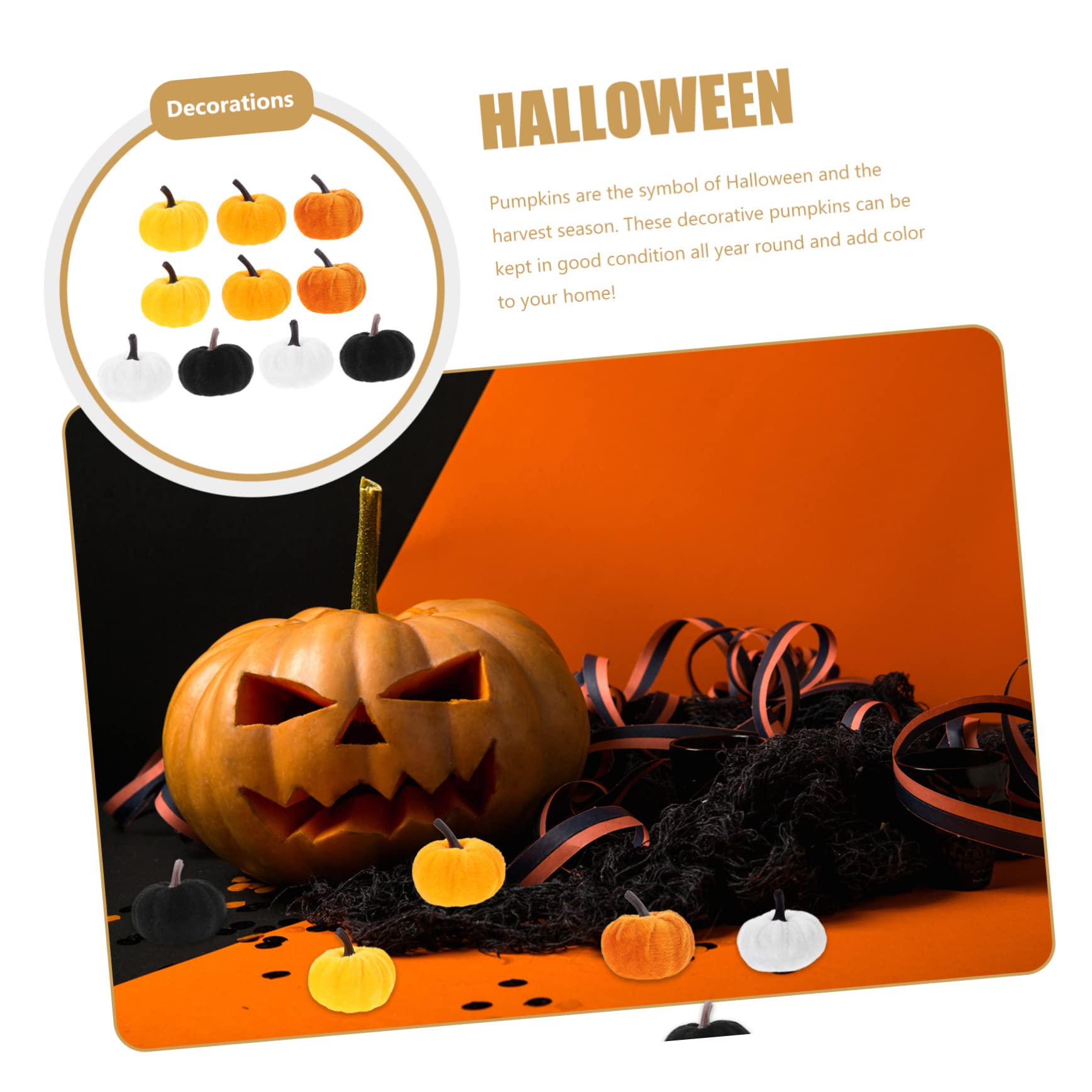 ABOOFAN 5 Set Zucca Di Flanella Decorazioni Di Halloween Decorazioni Autunnali Oggetti Di Scena Per Torte Nel Bosco Zucche Artificiali in Tessuto Zucche Artigianali Stoffa 10 Pezzi*5