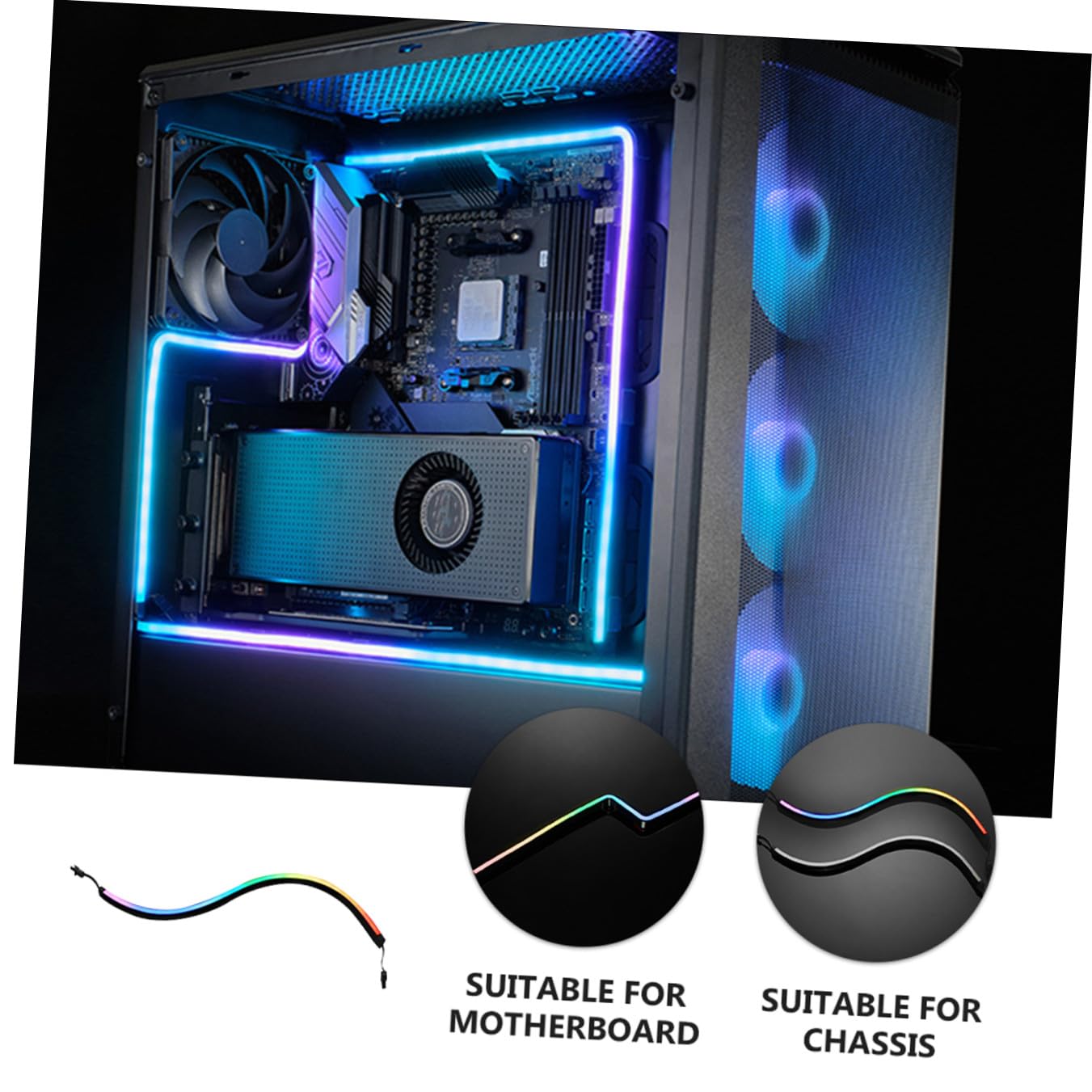 UPKOCH 2 Stück Argb LED Lichtleiste 400mm für PC Gehäuse mit 28 Leds Abs Material Flexible Beleuchtung mit Aufklebern für Mainboard und Computergehäusebeleuchtung
