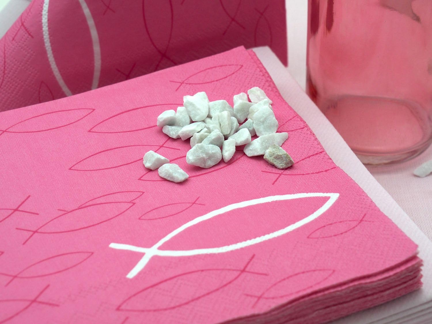 ZauberDeko Tischdeko Kommunion Konfirmation Pink Rosa Weiß Fisch Deko Set 20 Personen
