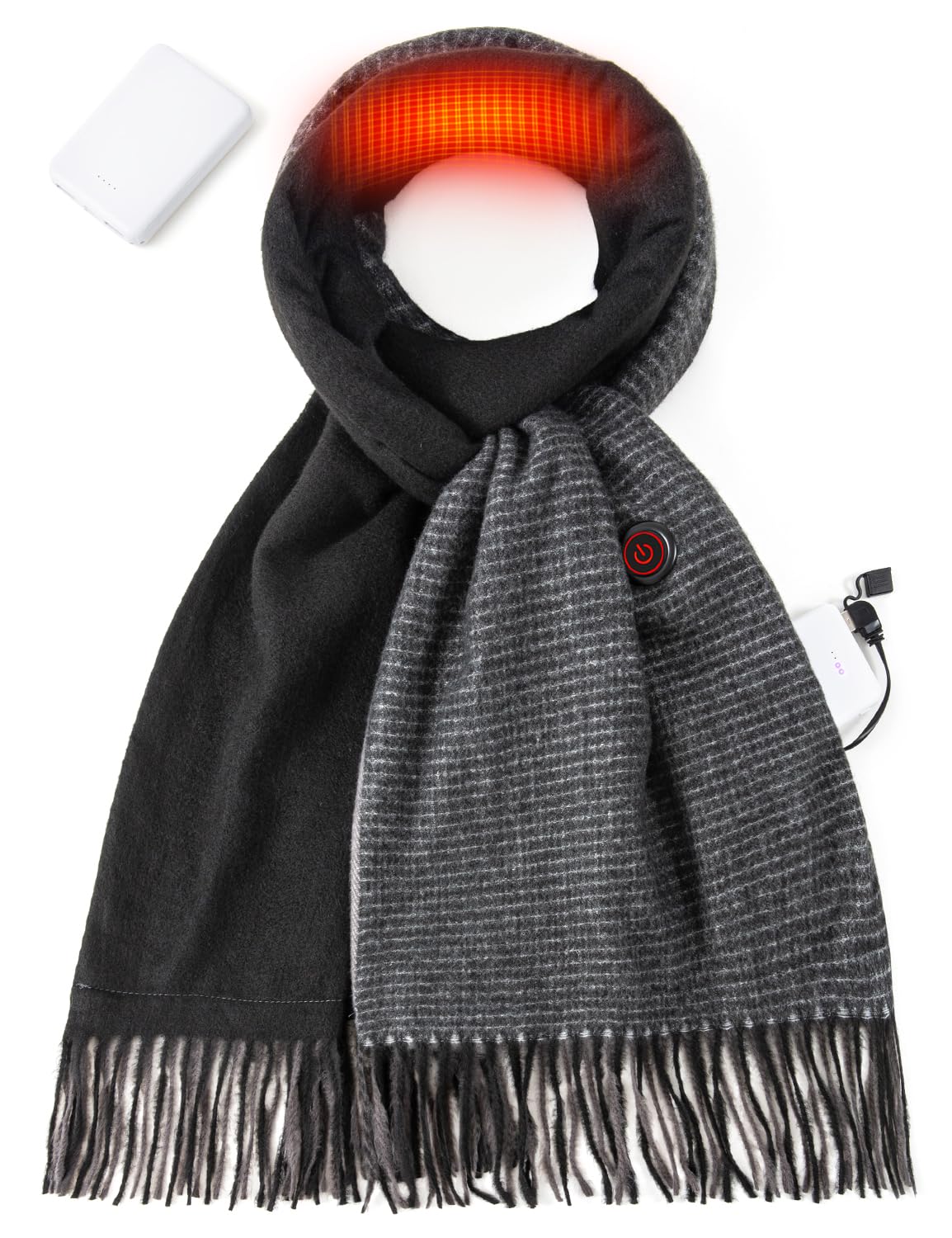 ZorvixHeated Scarf for Women Men, Rechargeable Intelligent Electric Heating Scarf with Portable Battery, 3 Temperature Levels for Winter