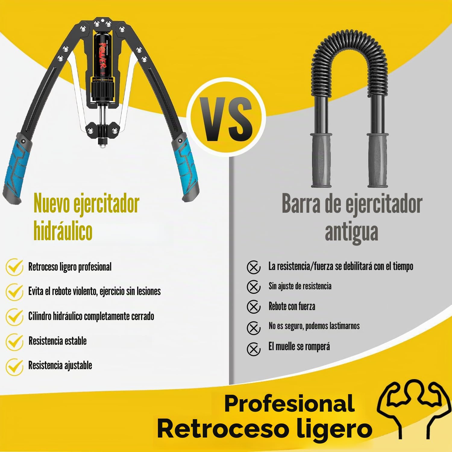 LEJIEYIN Barra Twister de Potencia Hidráulica Ajustable 10-200 kg, Doble Muelle Hidráulico para la Musculación de Pectorales y Hombros