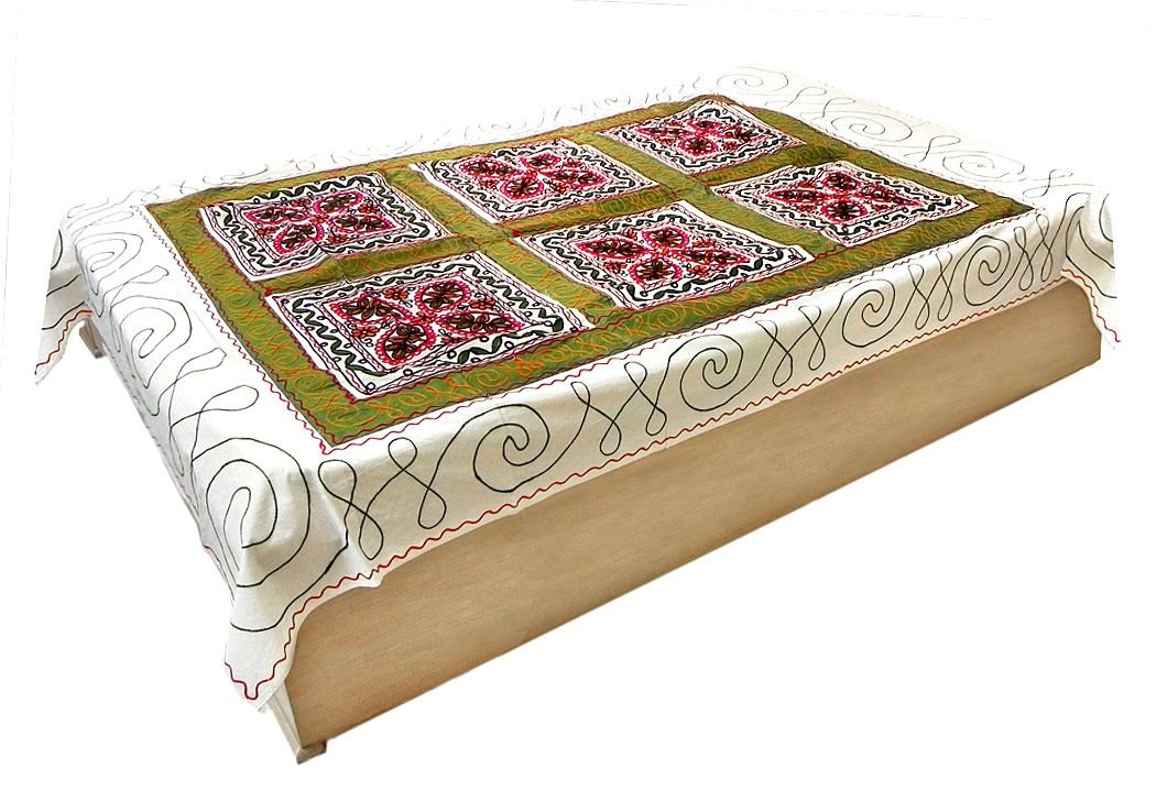DollsofIndia Kutch Embroidery on Off-White Cotton Single Bedspread - 84 x 58 inches (LX16)-image-21