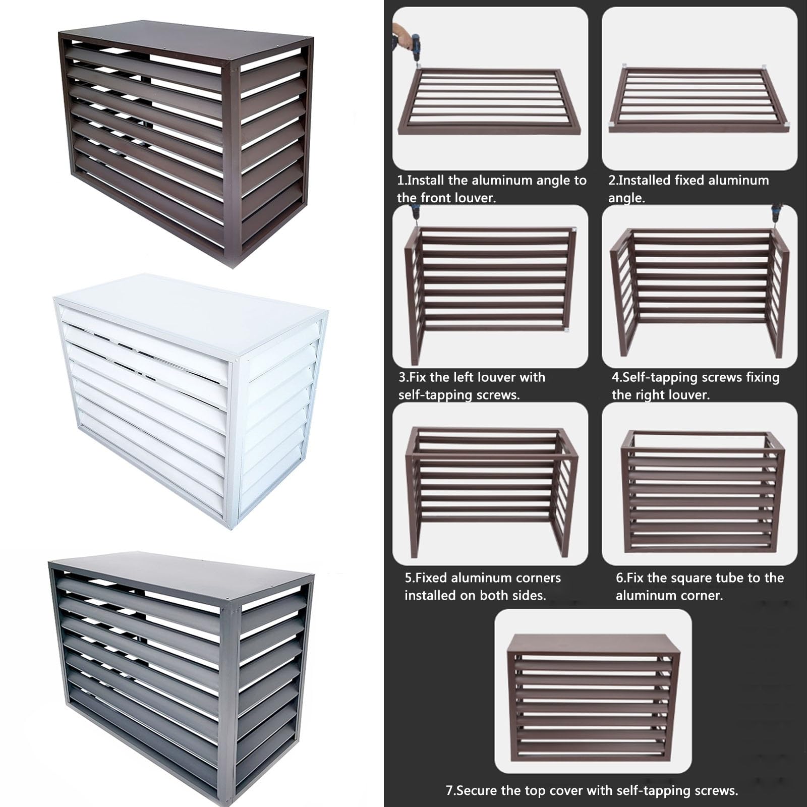 Cubierta de aluminio para aire acondicionado con reducción de ruido, protección de unidad al aire libre, calefacción, protector de radiador, resistente a la intemperie, carcasa de CA para uso en