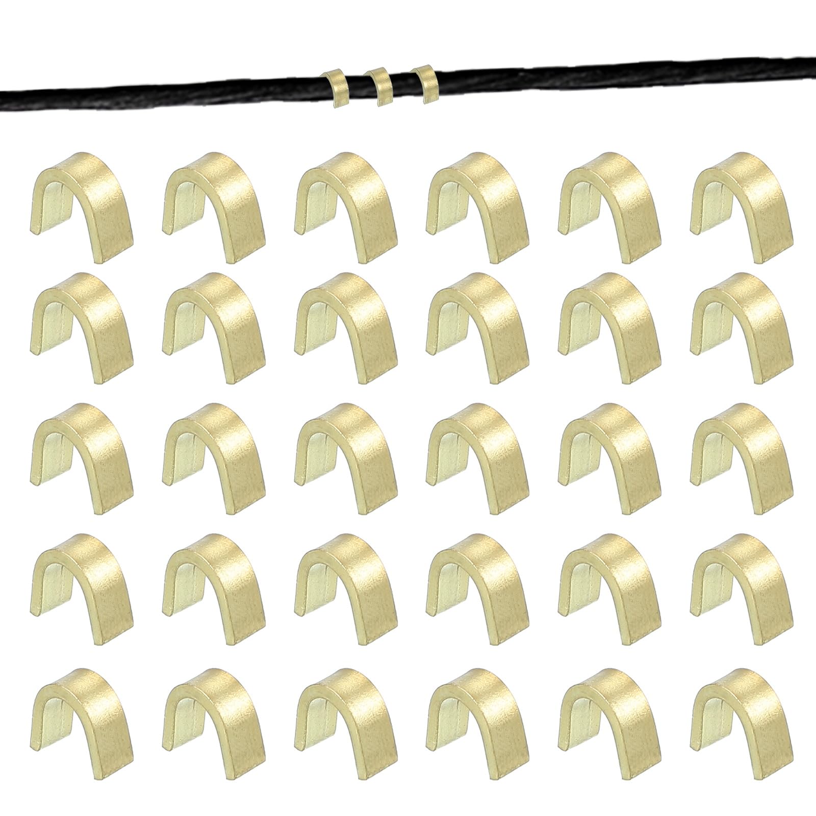 MECCANIXITY Bow String Nocking Points 6x3x6 mm Bow String Measurement Tool Brass for Recurve Compound Bowstring Archery Accessories (Gold, Pack of 30)