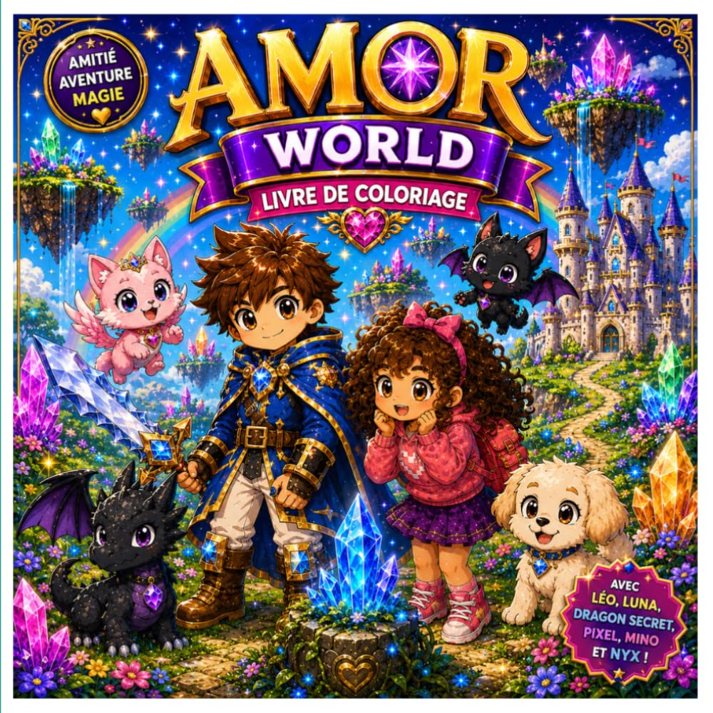 AMOR WORLD -Livre de coloriage: Aventures magiques et dragons fantastiques