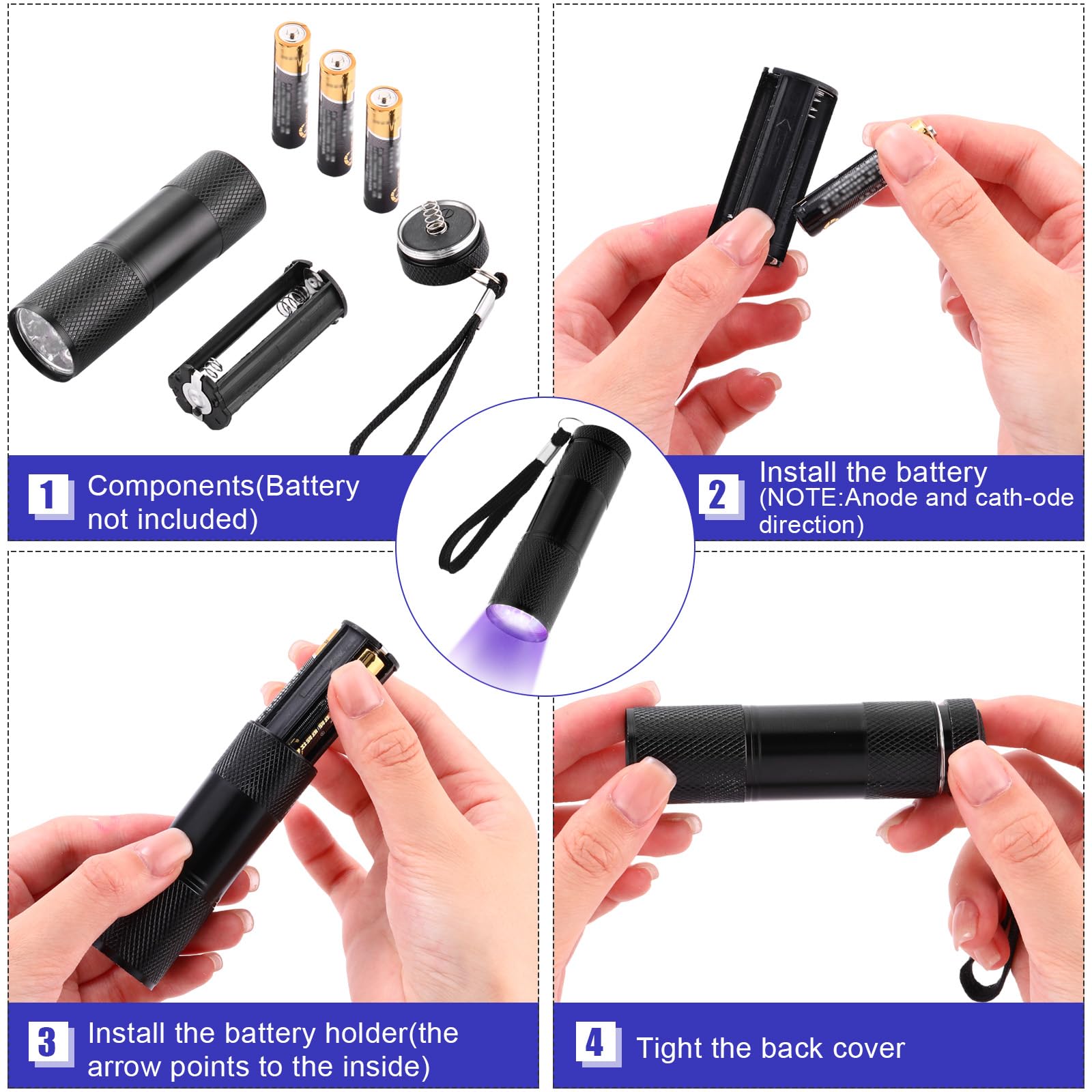 10x UV-Schwarzlicht-Taschenlampen – Zum Aufspüren Von Flecken & Urin