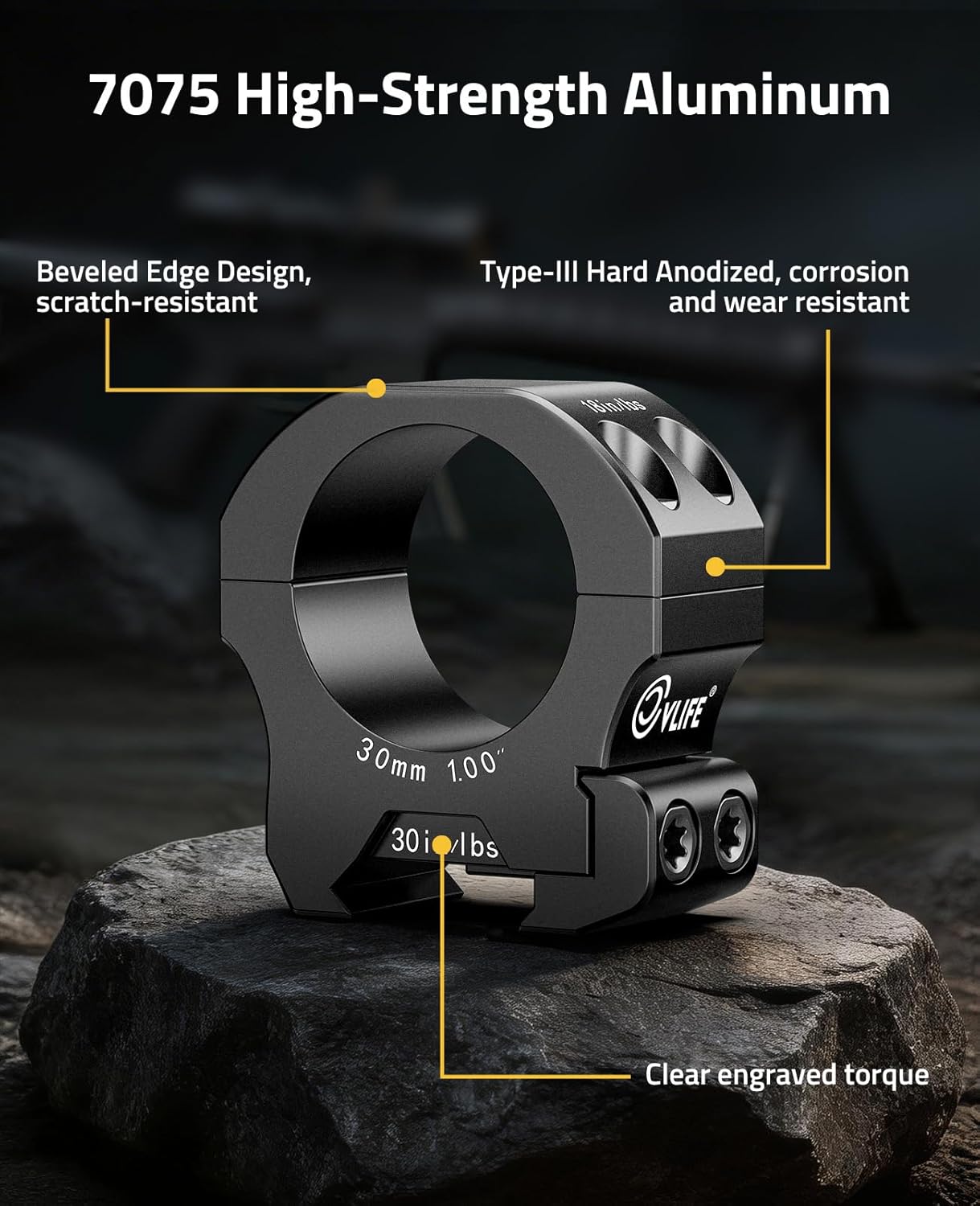 CVLIFE 7075 Aluminum 30mm Scope Rings, Precision Rifle Scope Mount Compatible with Picatinny and More Rails - 2 Pieces