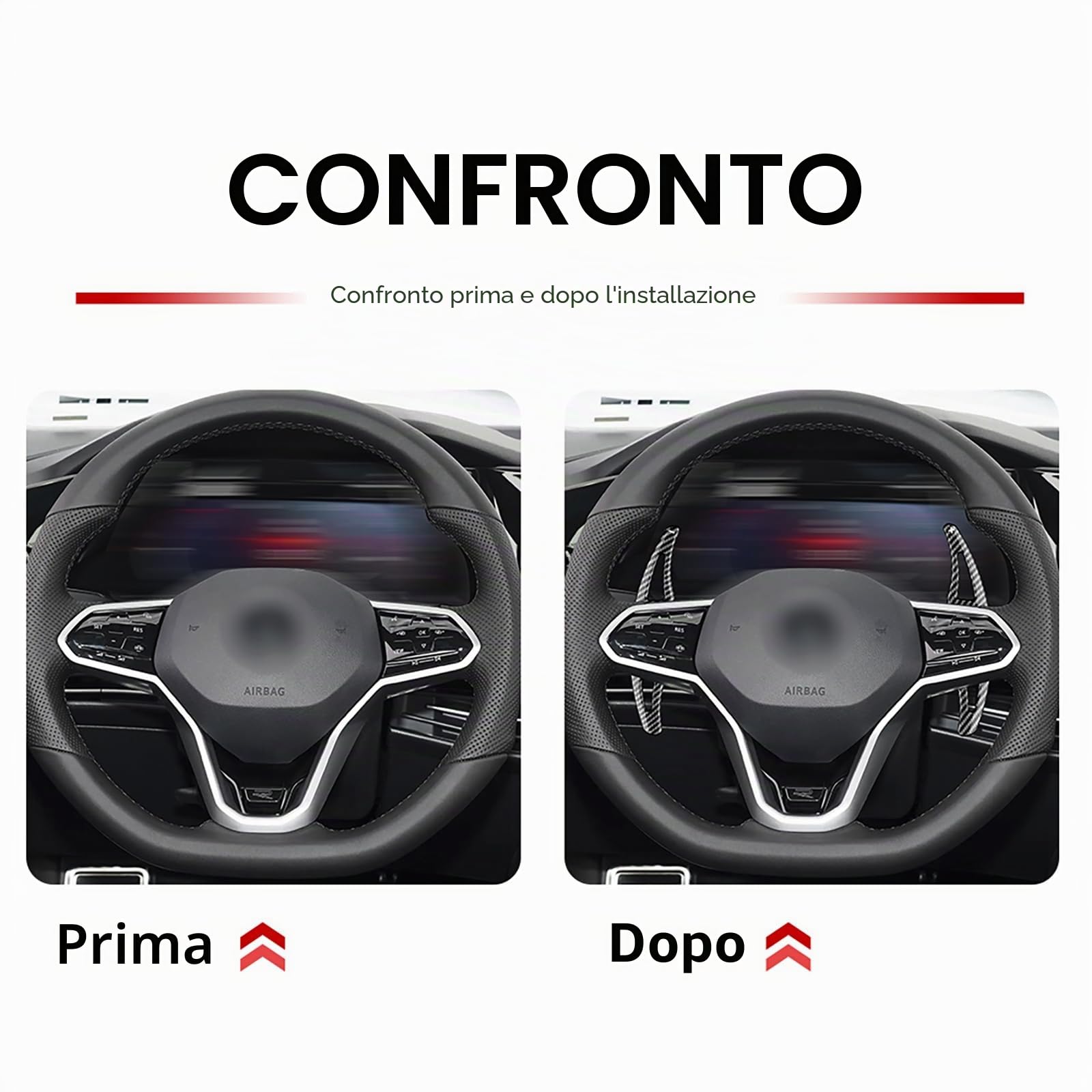 KUNGKIC ABS Volante Paddle Shift Estensioni Per VW Volkswagen Golf 8 MK8 2020 2021 2022 Accessori Decorazione Interno 2 PCS Nero Fibra Di Carbonio Pattern