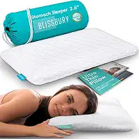Travesseiro BLISSBURY para dormir de bruços – Travesseiros planos | Travesseiro fino de espuma viscoelástica para quem dorme de bruços | Travesseiro ultrafino para dormir | Travesseiro fino para
