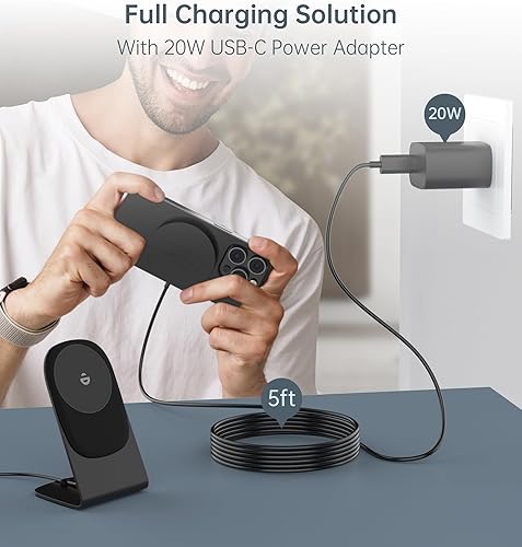 Miniatura 3 de Cargador inalámbrico magnético para iPhone 171615141312 - Cargador Mag+adaptador USB C de 20 W, soporte de carga inalámbrica rápida con cable de 5