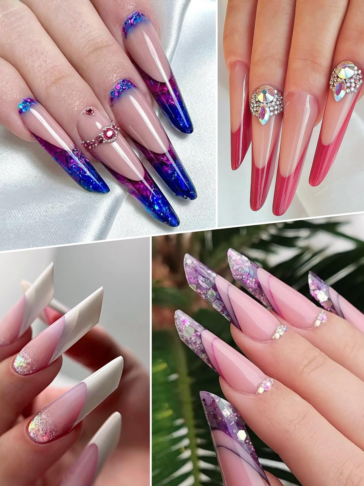 TOROKOM 120 Forme Duali per Gel Poly - Stampini Rosa per Ricostruzione con Gel Estensore - Ideale per Nail Art, Salon e DIY
