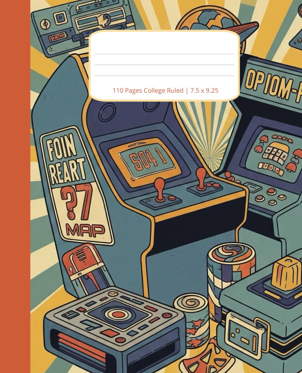 Vintage Coin-Op Arcade Composition Notebook: College Ruled Paper For School, Students, 110 page | 7.5”x9.25”