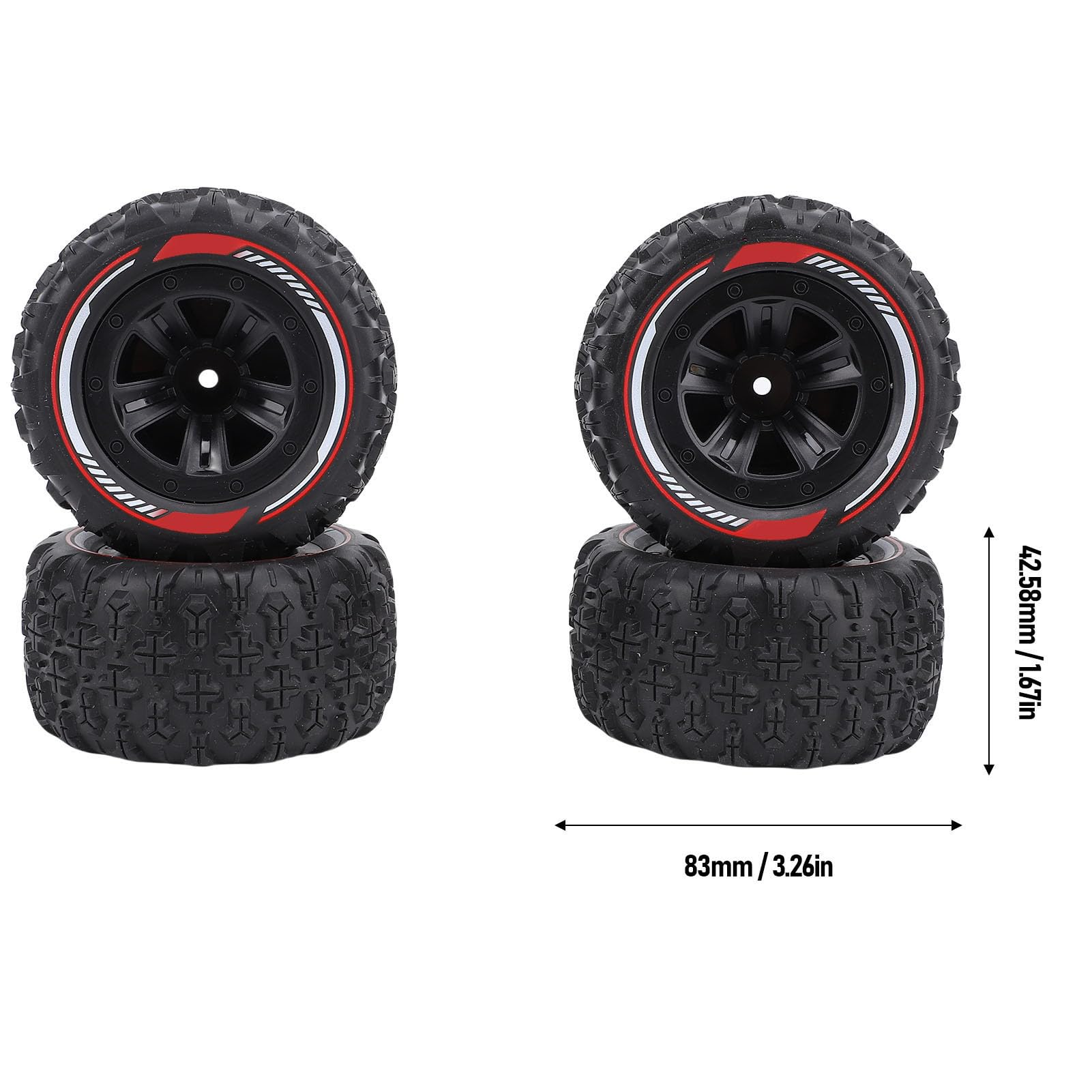 4PCS Scale Offroad Opony 12 Mm Hex RC Car Crawler Wheels Opony Ustaw Akcesoria dla Samochodu 1/14 1/16 RC (BLACK)
