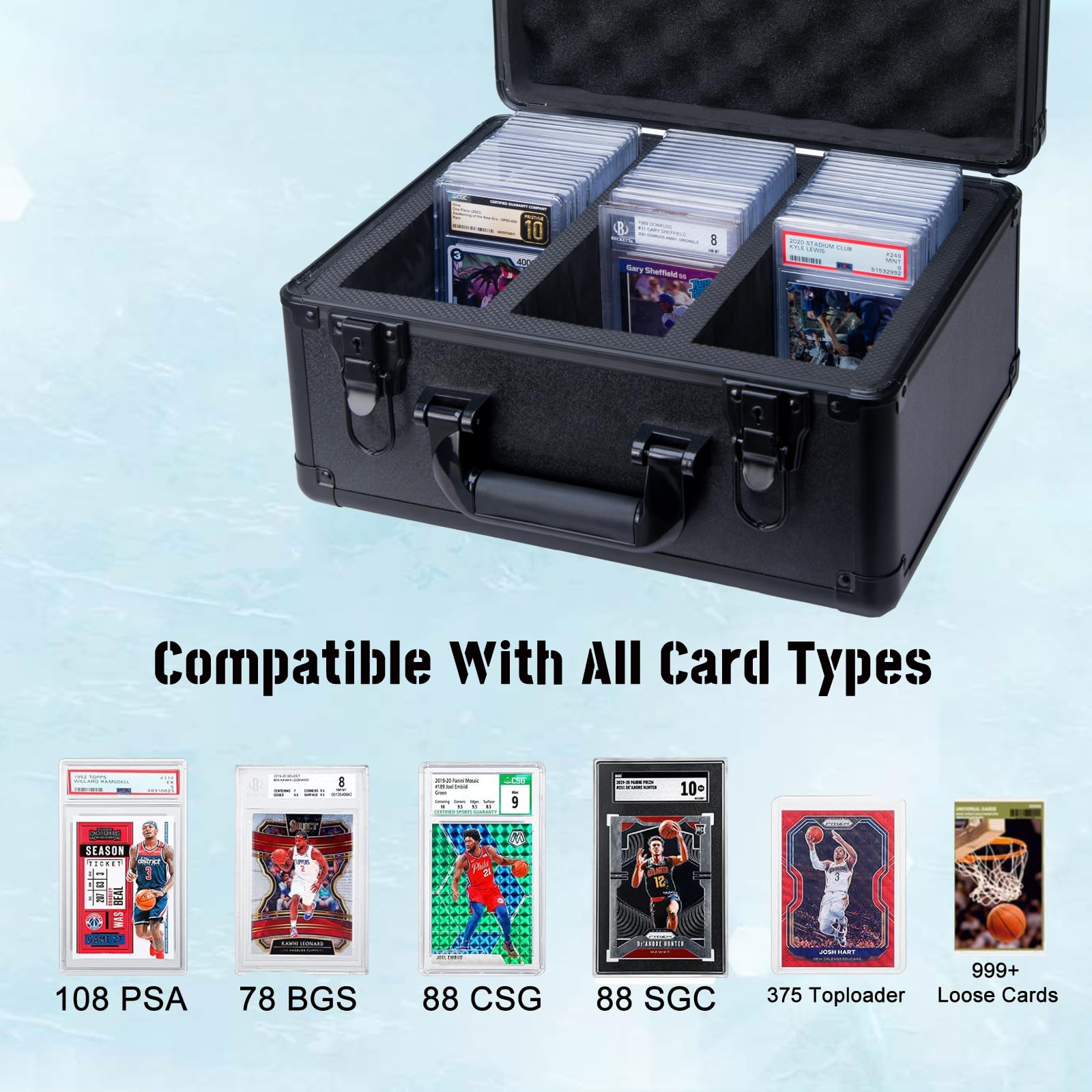 Graded Sport Card Storage Box,Graded Card Case,Trading Card Storage Box,Card Case Storage for Graded Sports Cards,Card Carrying Case for PSA BGS FGS & SGC,Black