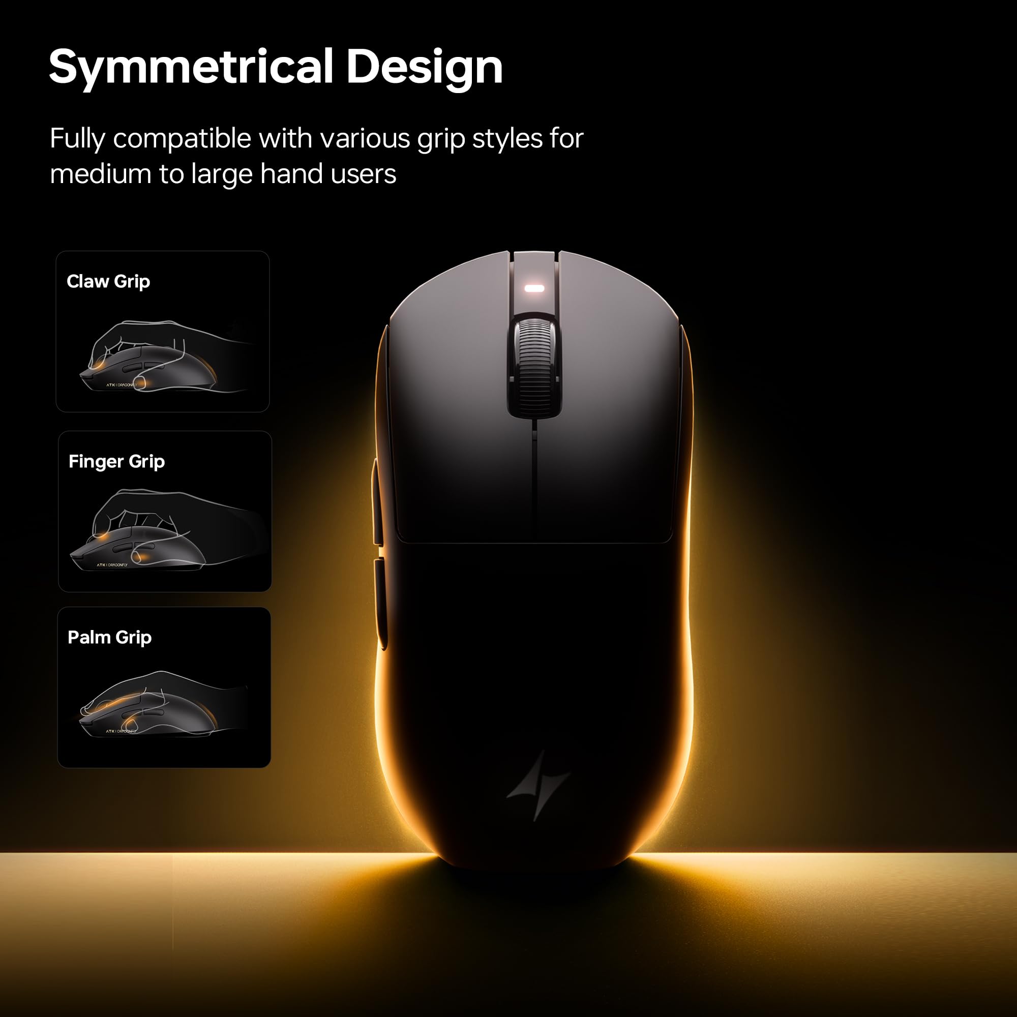 ATK Dragonfly A9 NB Ultra Wireless Gaming Mouse, PAW3395 Ultra Sensor, DPI fino a 42.000, 56g Leggero, 8K Polling, 200 ore di durata della batteria, 5 pulsanti programmabili, Dual-Mode 2.4G/Wired
