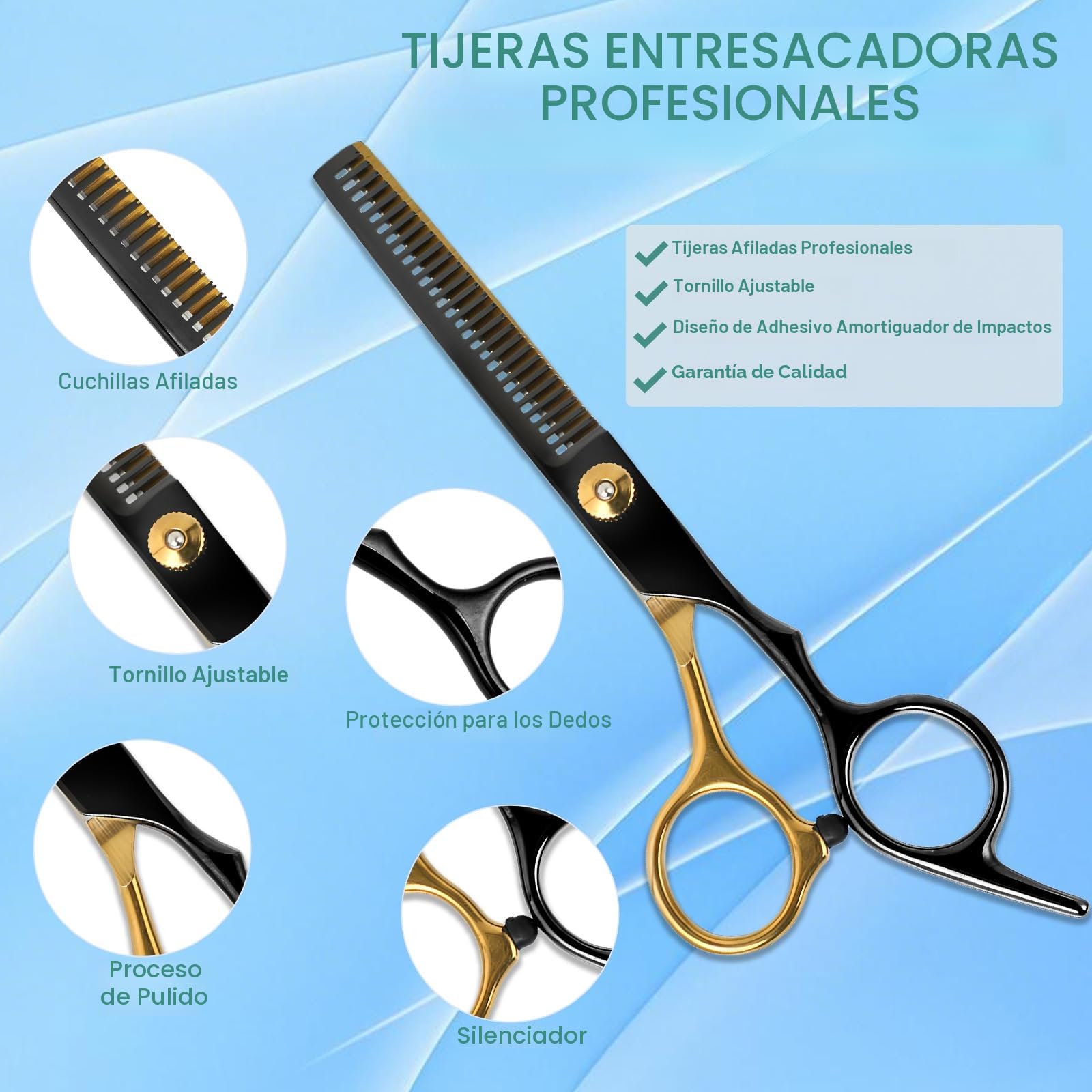 Set Tijeras Peluqueria Profesional 16 Piezas – Tijeras Pelo 6,7" de Acero 440C, Tijeras Cortar Pelo y Tijeras Barberia – Barberia Accesorios para Mujer, Hombre y Niños