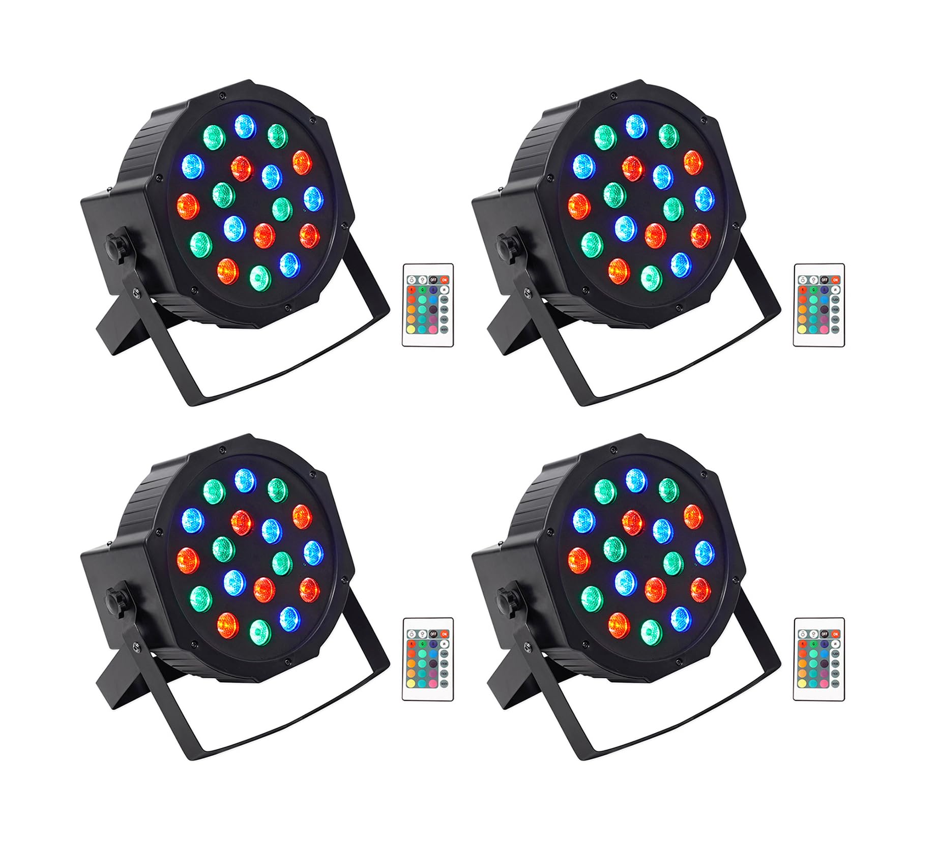 (4) Rockville Battery PAR 50 Rechargeable LED DMX DJ Club Wash Up-Lights+Remote