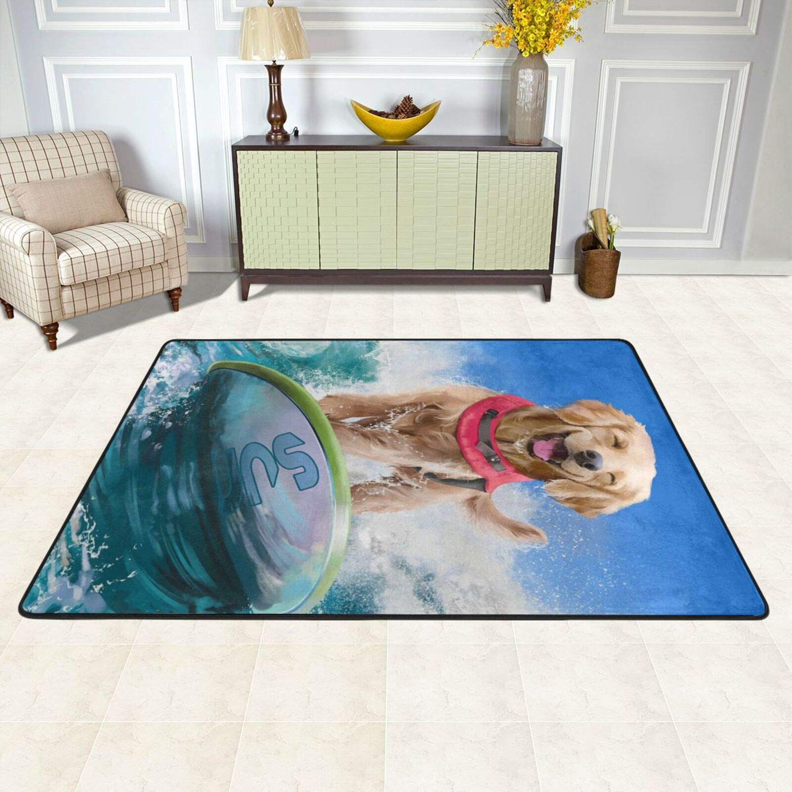 Amazon｜ゴールデンレトリバー犬 カーペット ラグ 91×60cm 洗える 滑り