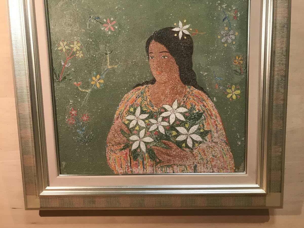 金森良泰　「瑞鳥華」　フレスコ画Ｆ１０号　画面右下・キャンバス裏に直筆サイン有り Amazon.co.jp: 金森良泰 「瑞鳥華」 フレスコ画F10号 画面右